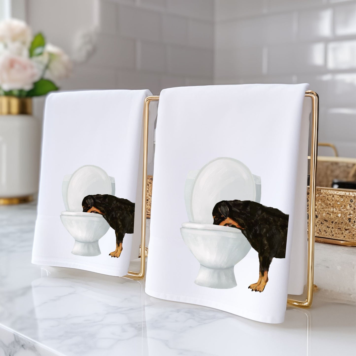 Rottweiler Bathroom Towel - MerikaArt