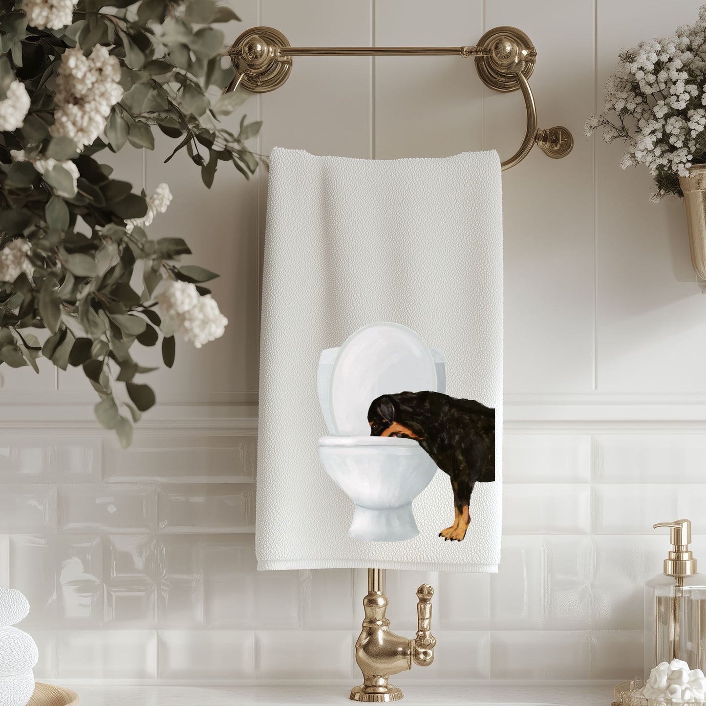 Rottweiler Bathroom Towel - MerikaArt