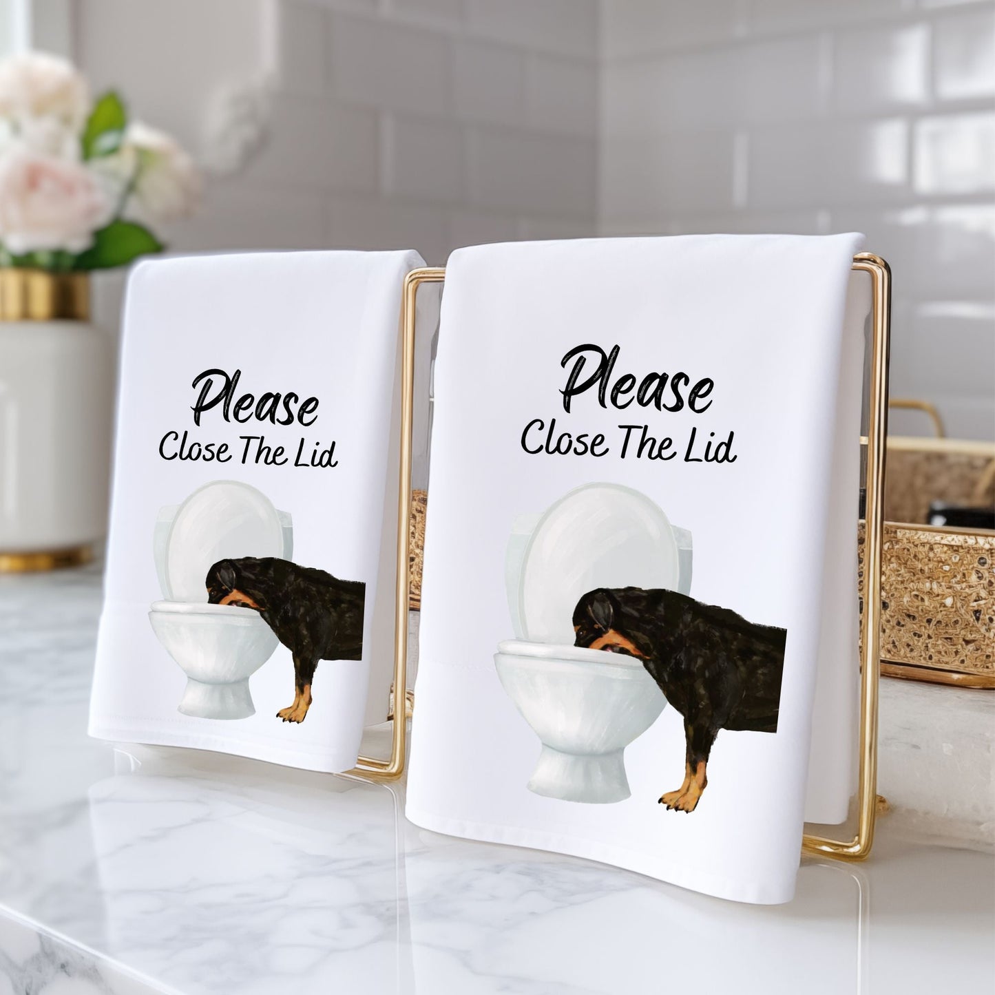 Rottweiler Dog Bathroom Towel - MerikaArt