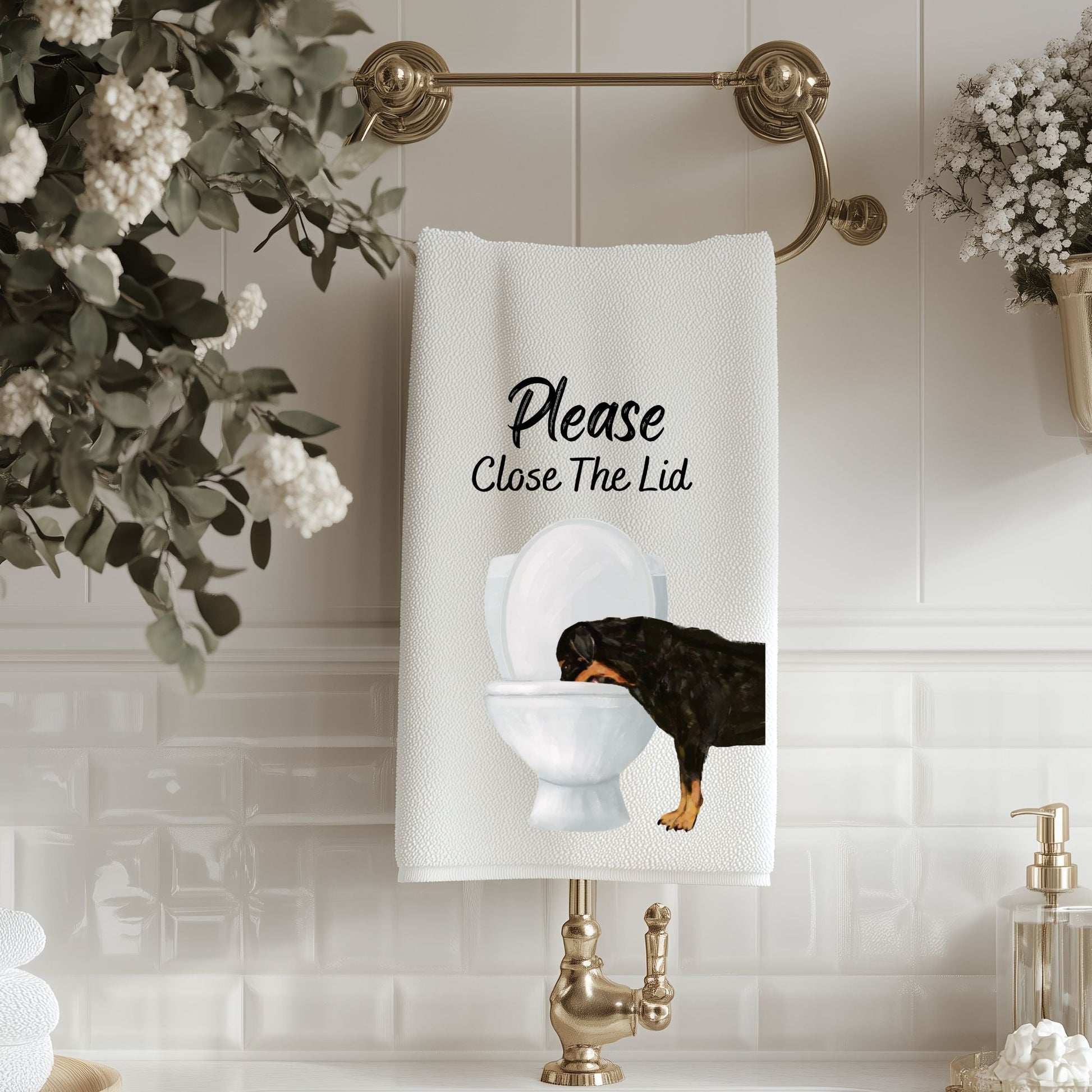 Rottweiler Dog Bathroom Towel - MerikaArt