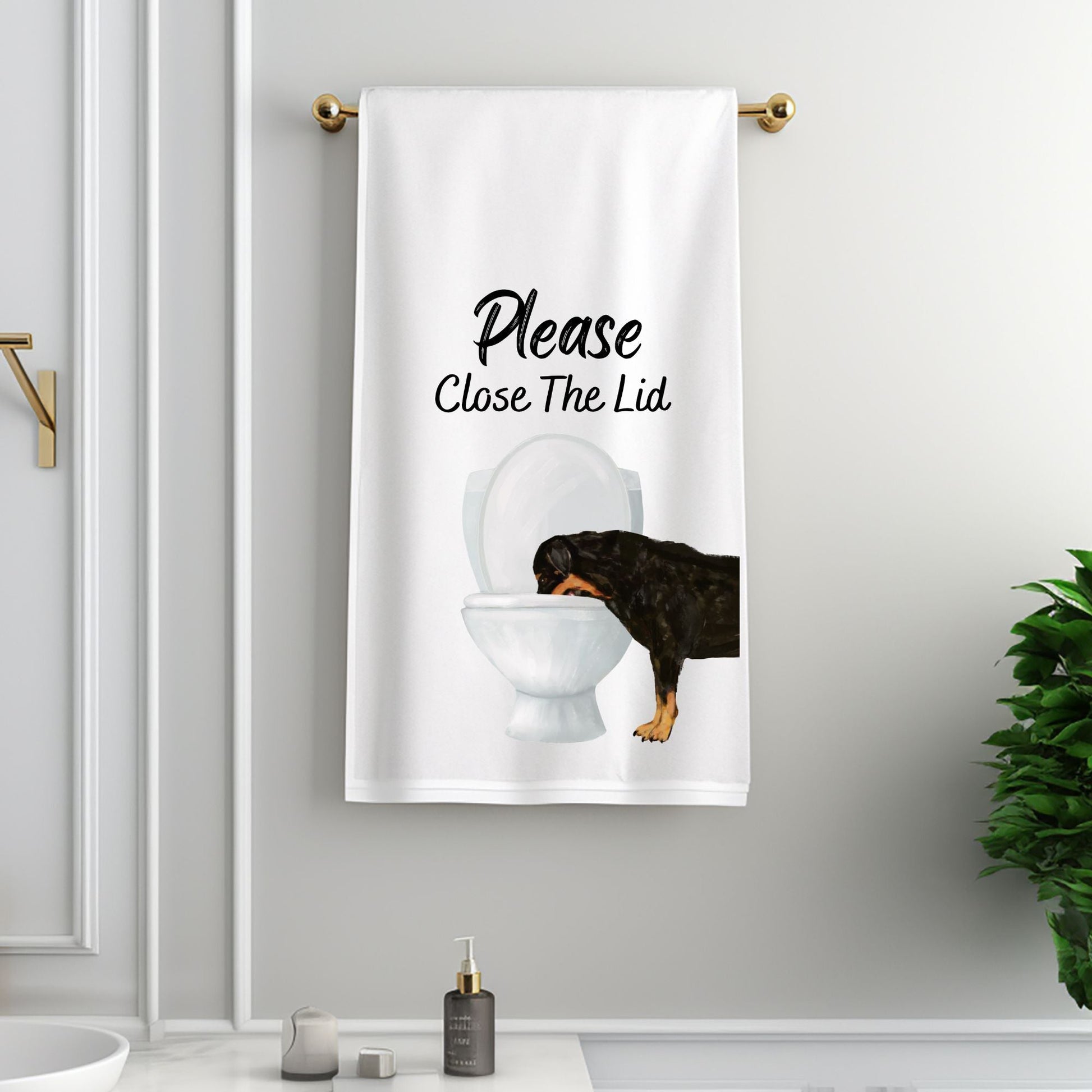 Rottweiler Dog Bathroom Towel - MerikaArt