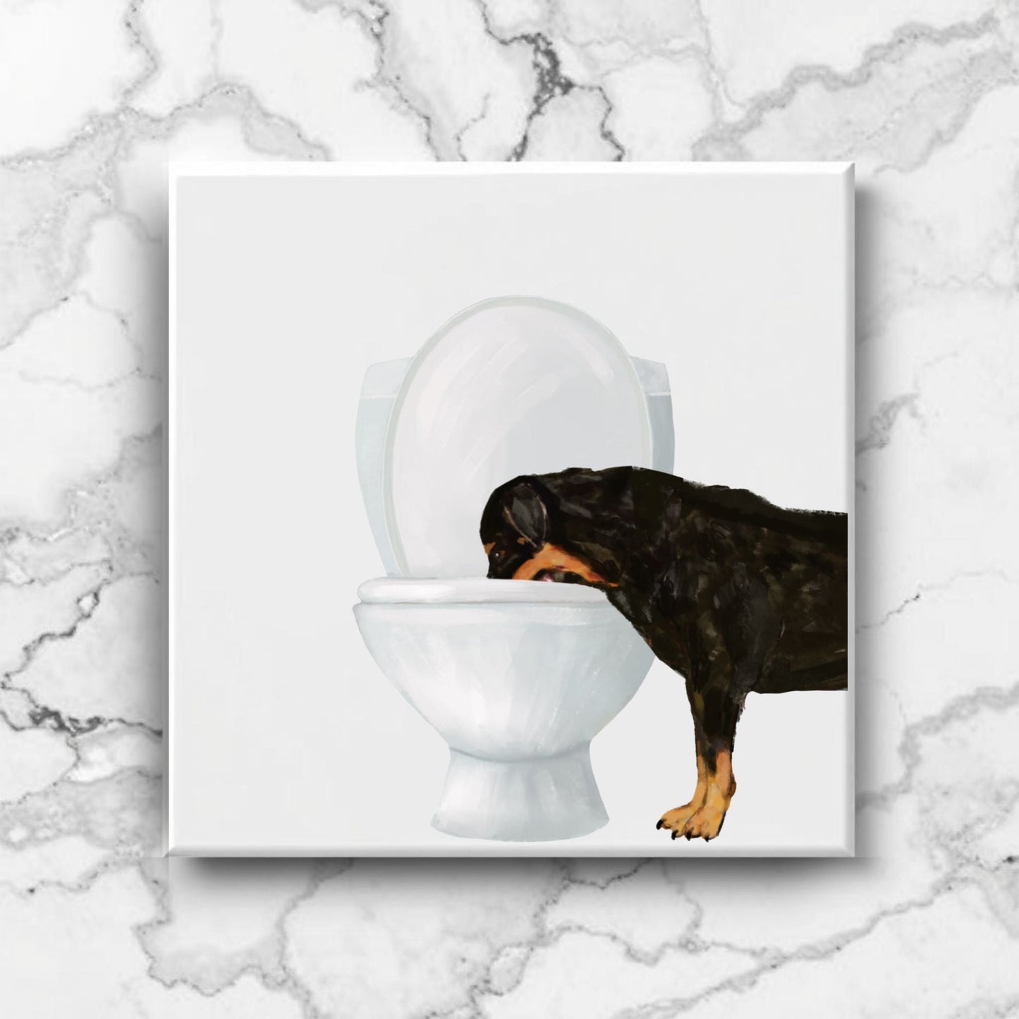 Rottweiler Toilet Ceramic Tile - MerikaArt