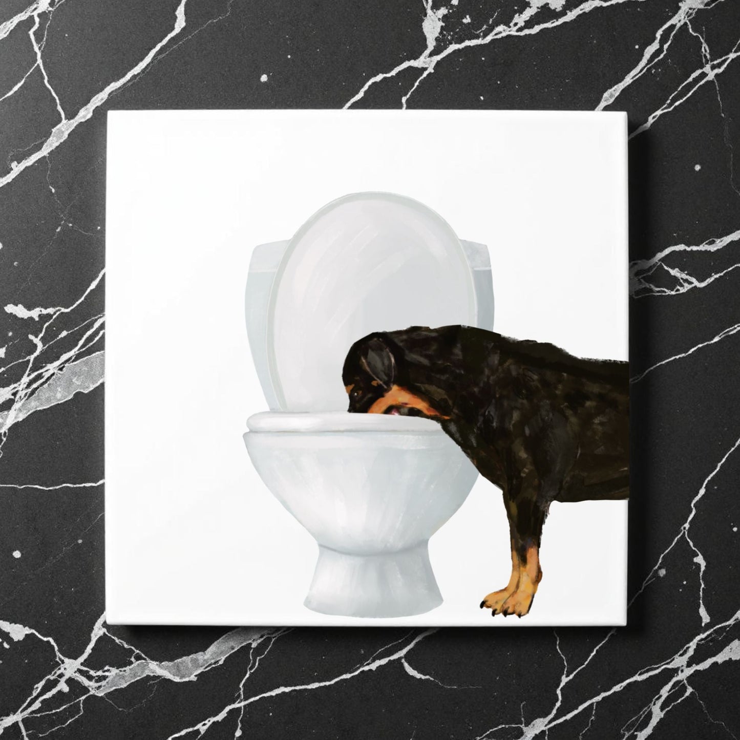 Rottweiler Toilet Ceramic Tile - MerikaArt