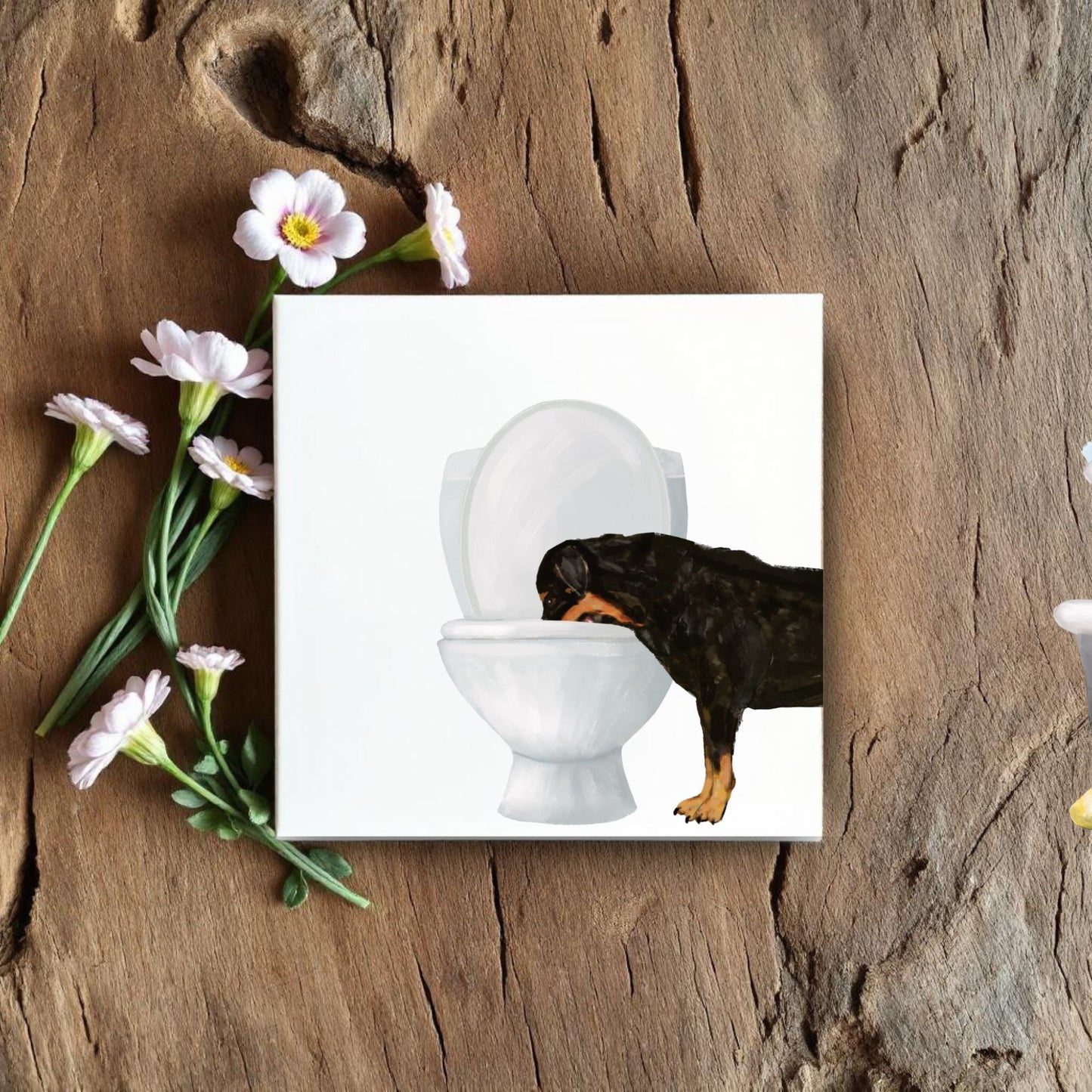 Rottweiler Toilet Ceramic Tile - MerikaArt