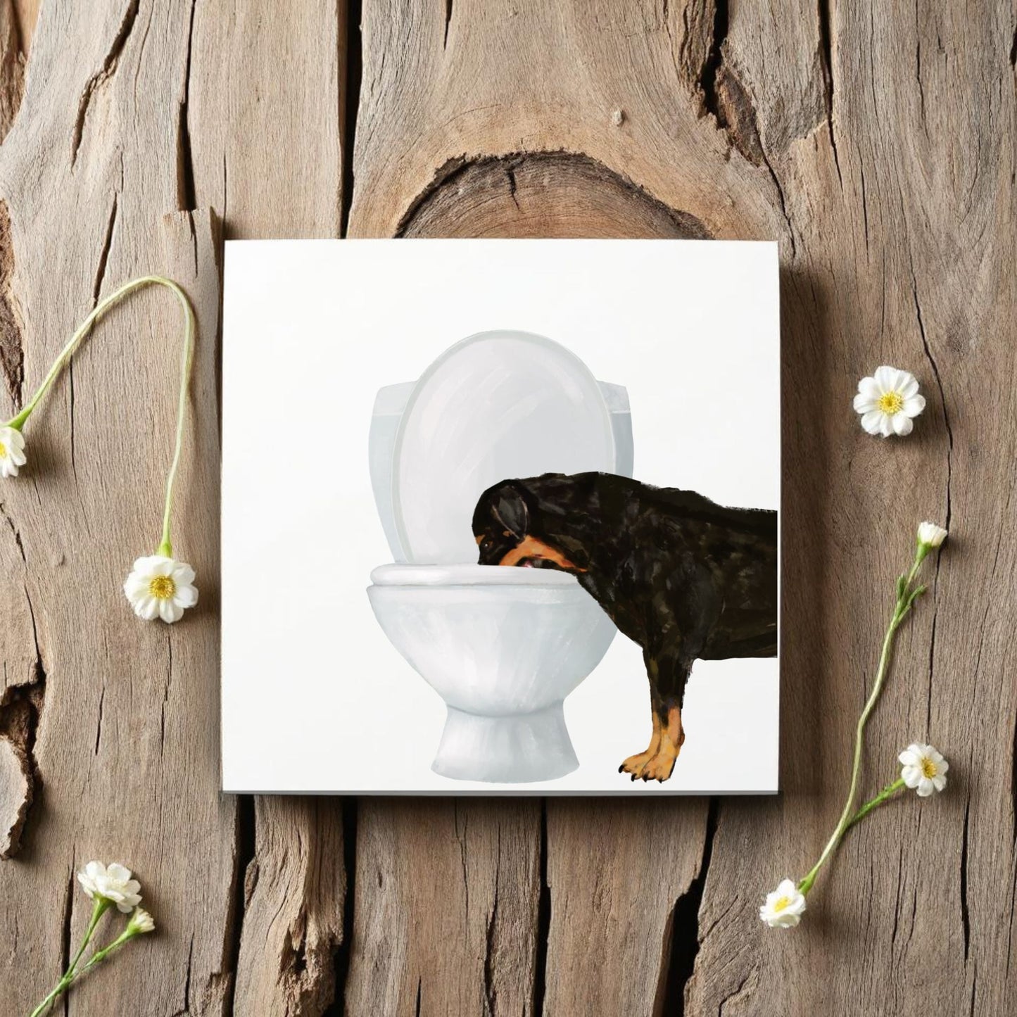 Rottweiler Toilet Ceramic Tile - MerikaArt