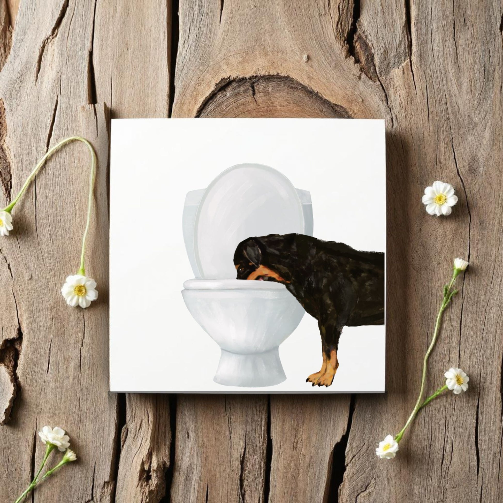 Rottweiler Toilet Ceramic Tile - MerikaArt