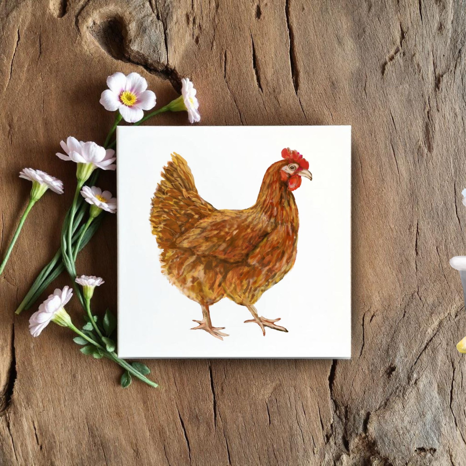 Rustic Hen Ceramic Tile - MerikaArt