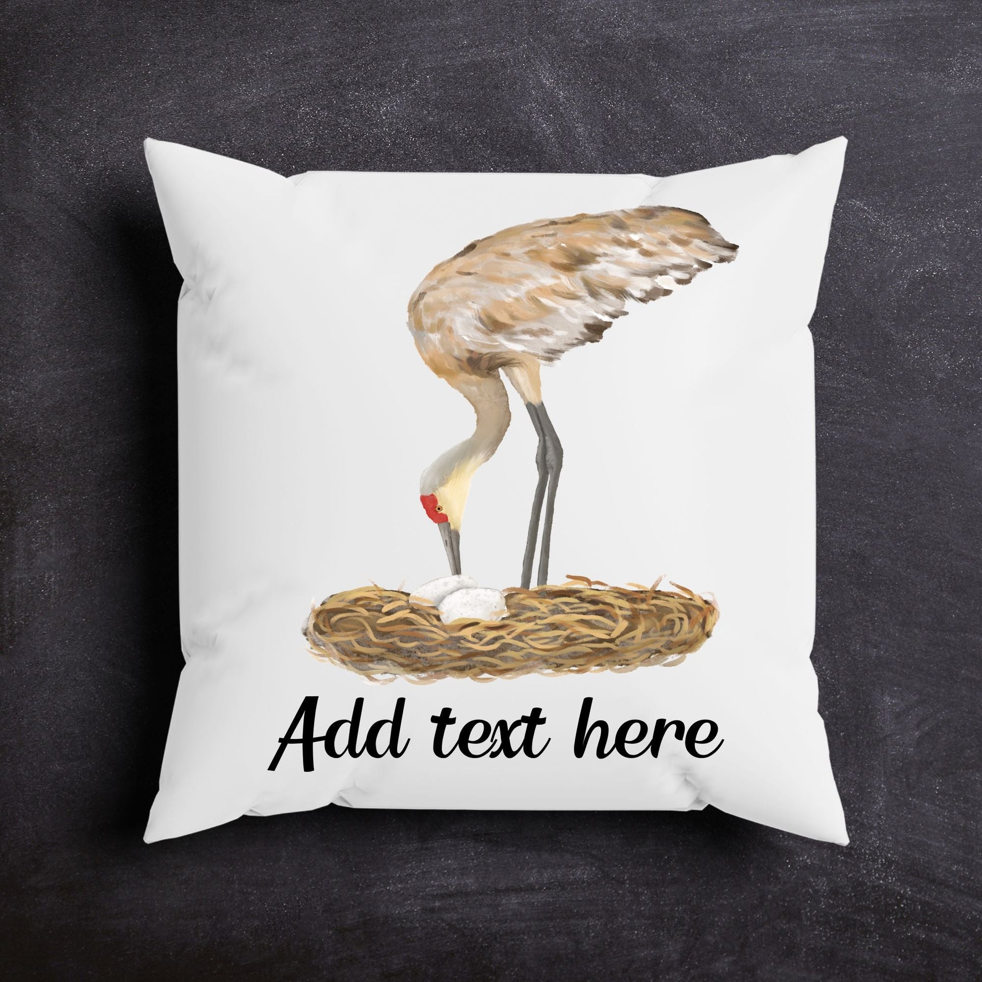 Sandhill Crane Bird Pillow - MerikaArt
