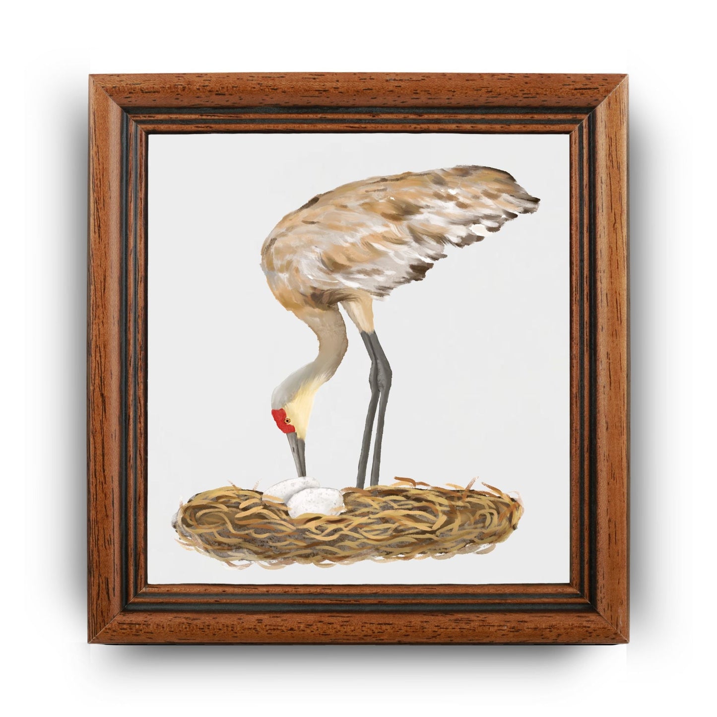 Sandhill Crane with Nest Ceramic Tile - MerikaArt