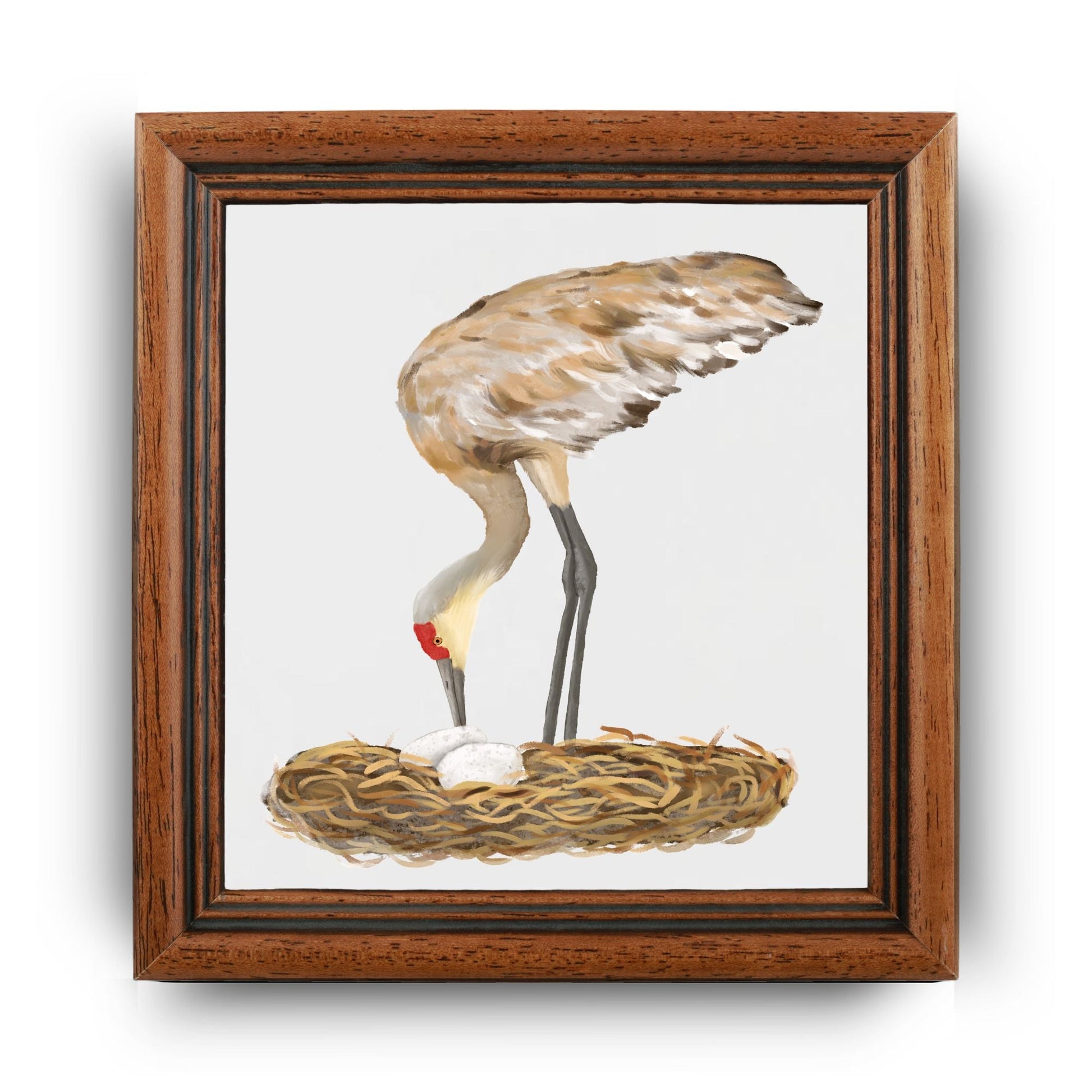Sandhill Crane with Nest Ceramic Tile - MerikaArt