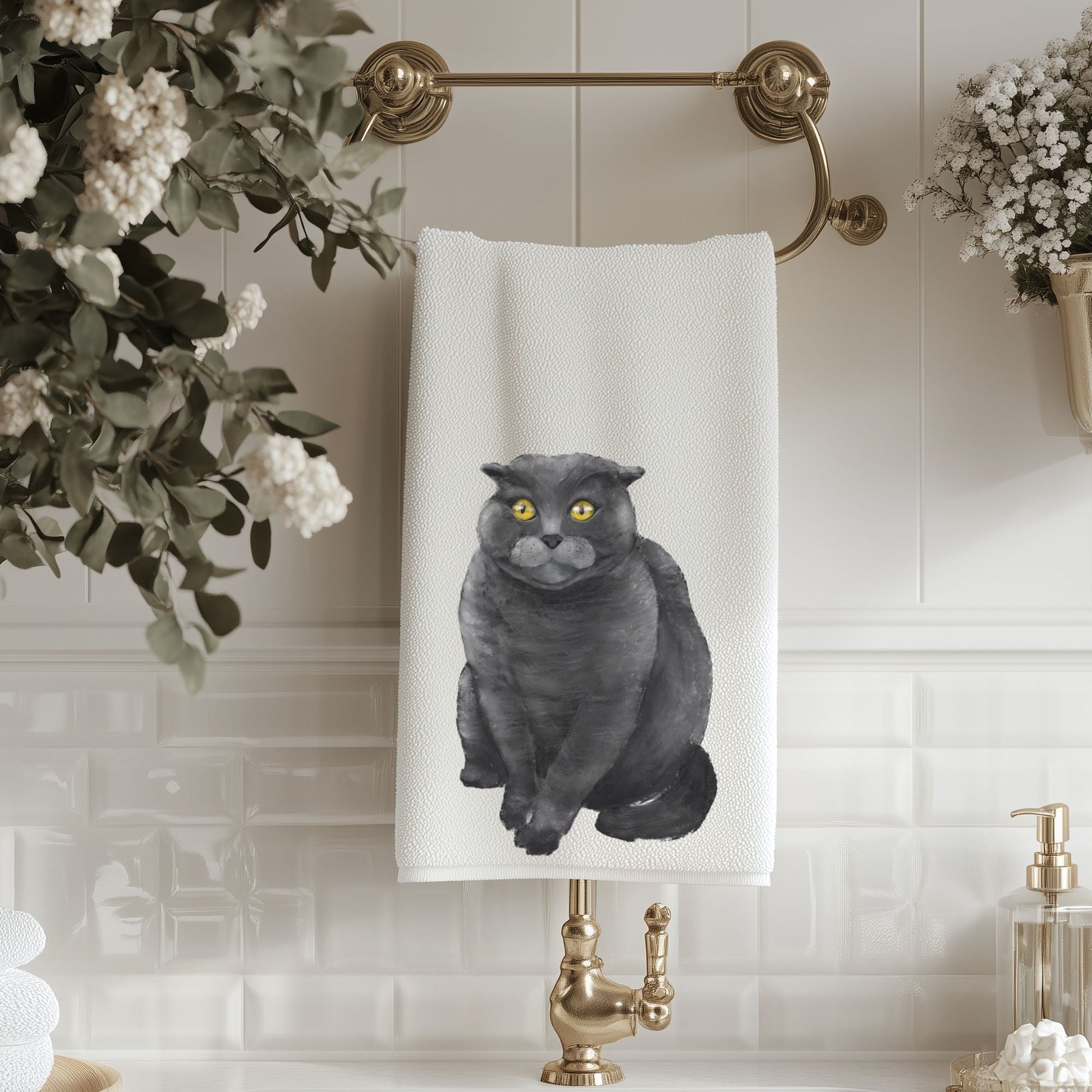 Scottish Cat Bathroom Towel - MerikaArt