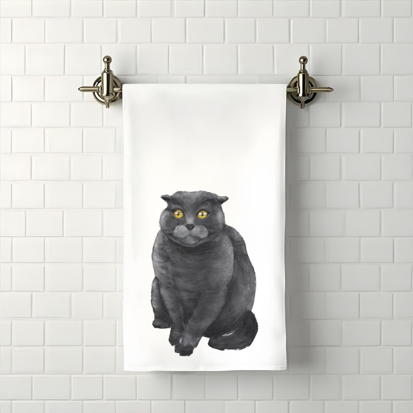 Scottish Cat Bathroom Towel - MerikaArt