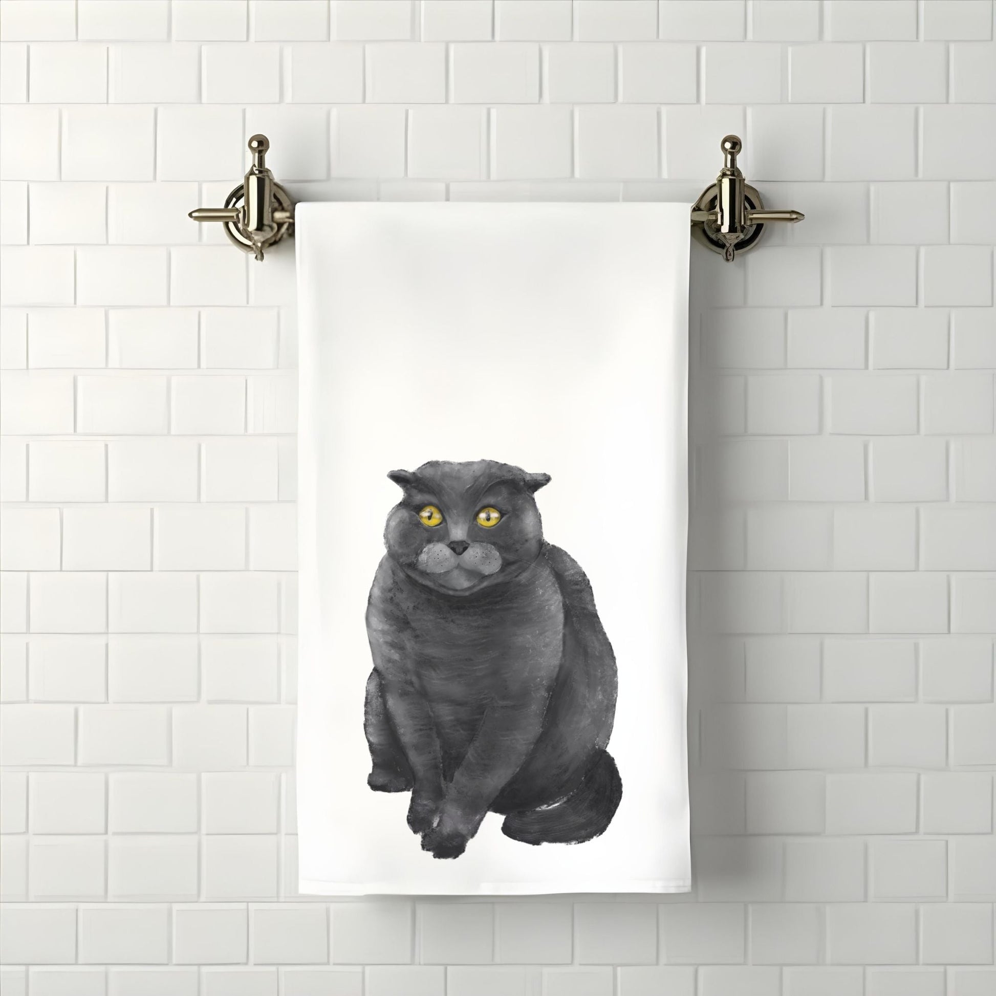 Scottish Cat Bathroom Towel - MerikaArt