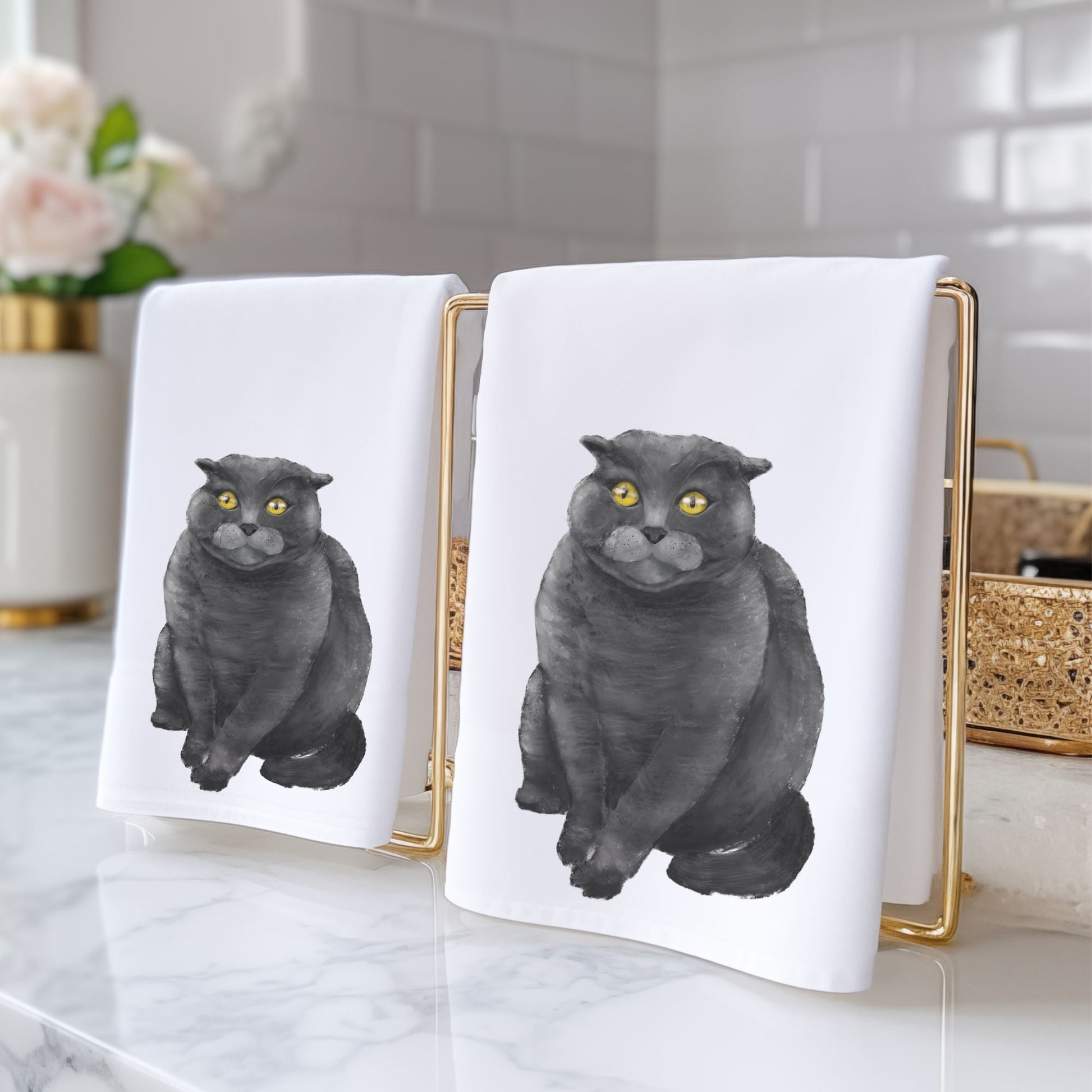 Scottish Cat Bathroom Towel - MerikaArt