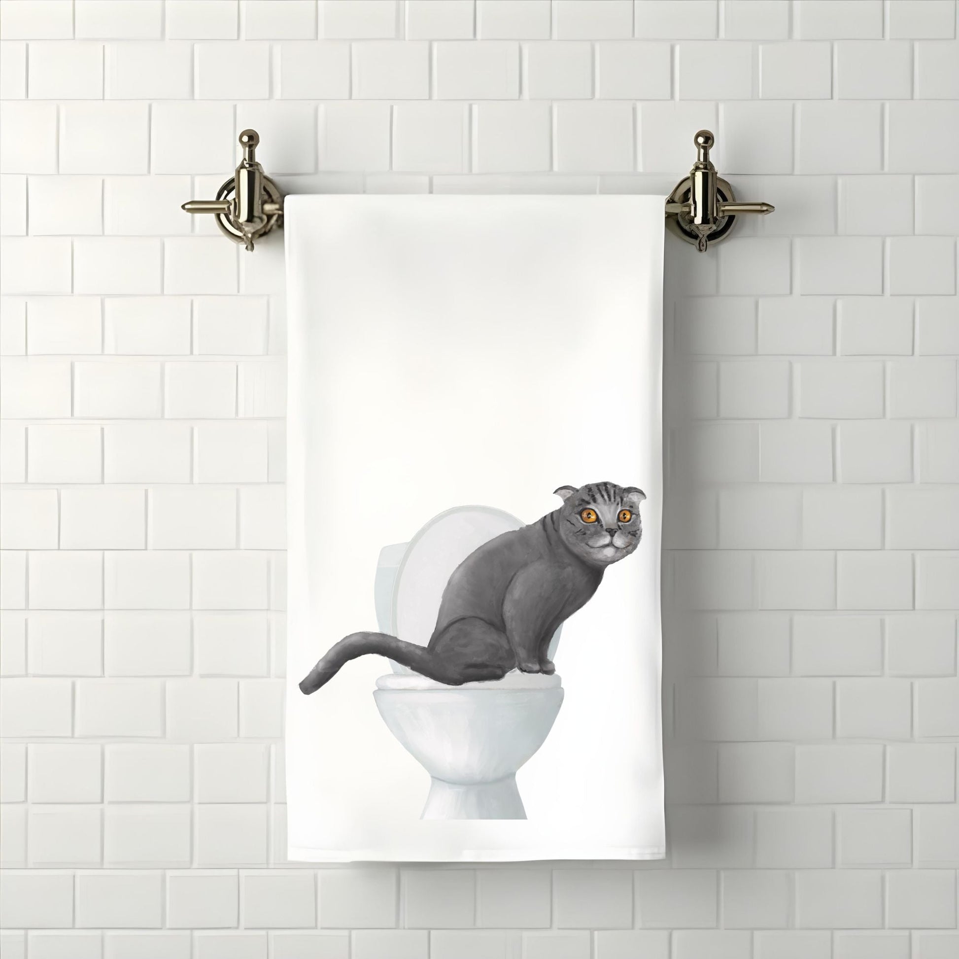 Scottish Fold Cat Bathroom Towel - MerikaArt