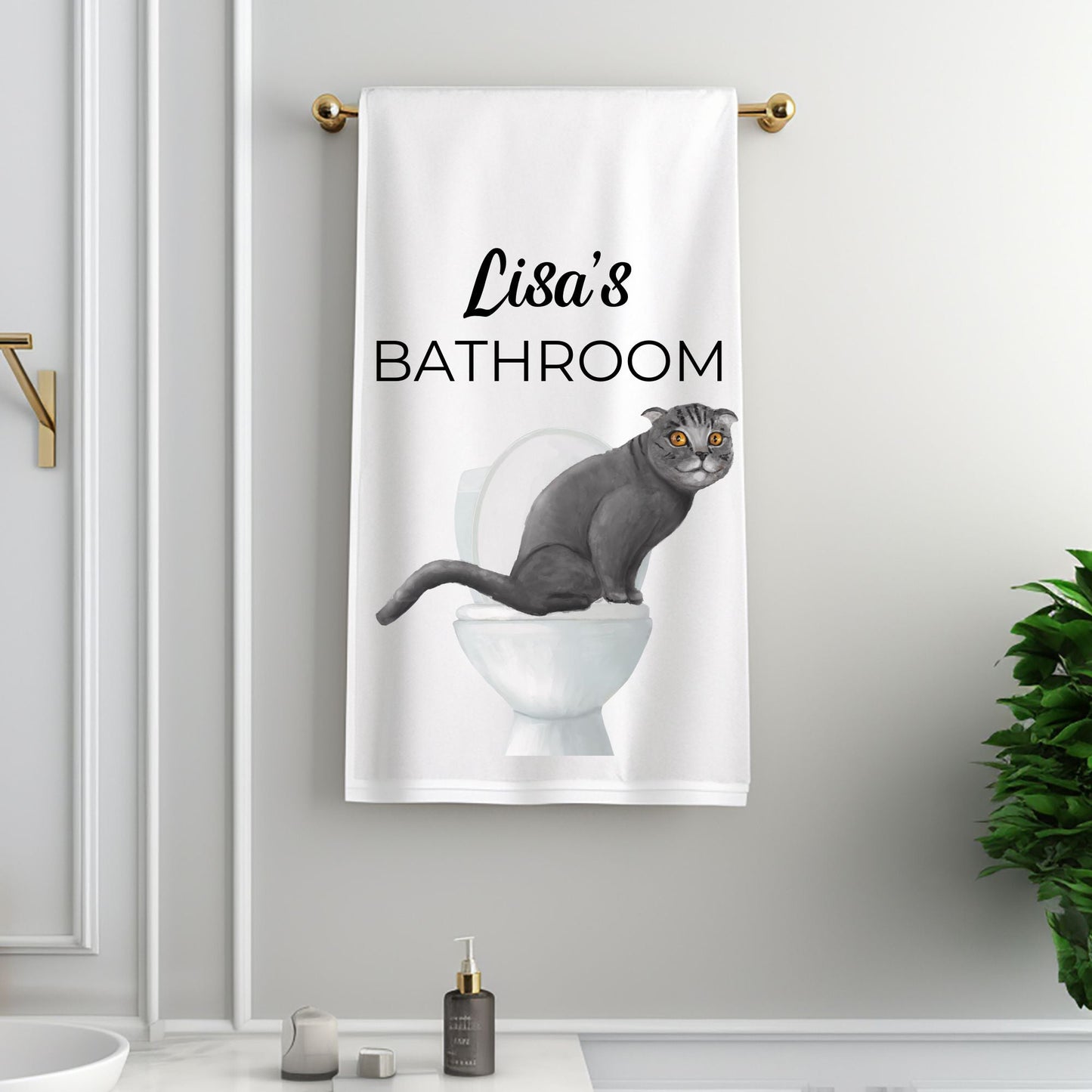 Scottish Fold Cat Bathroom Towel - MerikaArt