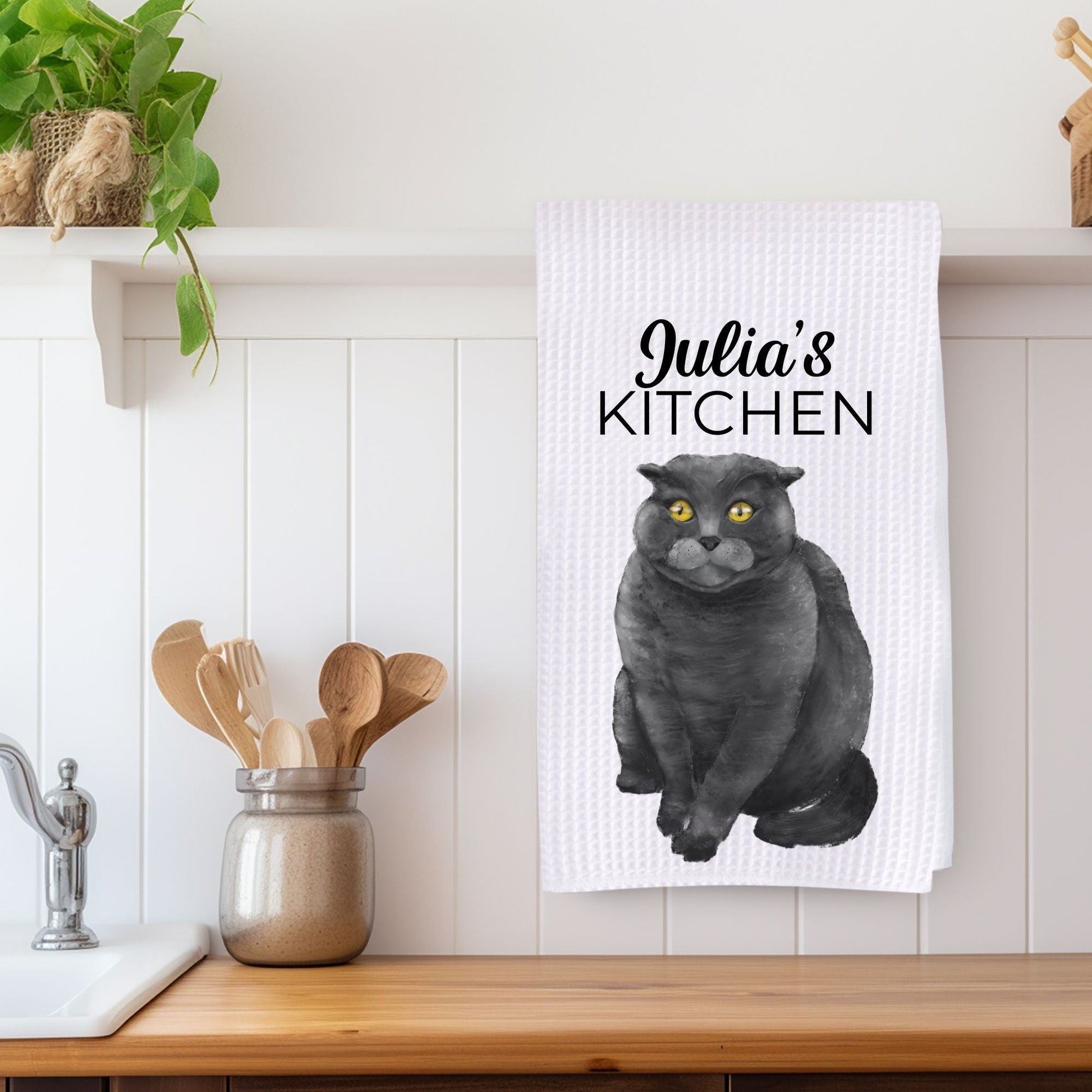 Scottish Fold Cat Kitchen Towel - MerikaArt