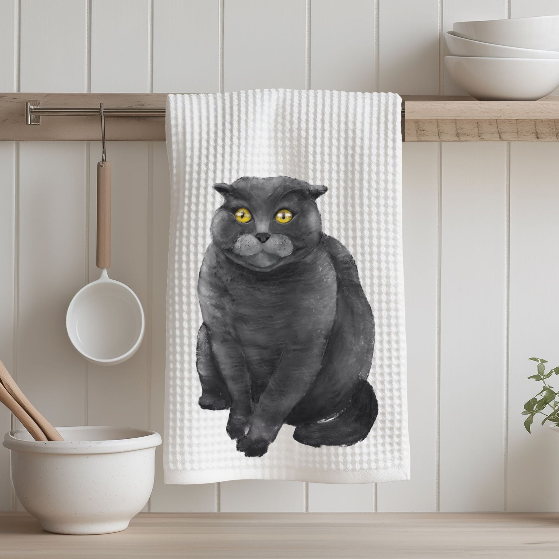 Scottish Fold Cat Kitchen Towel - MerikaArt