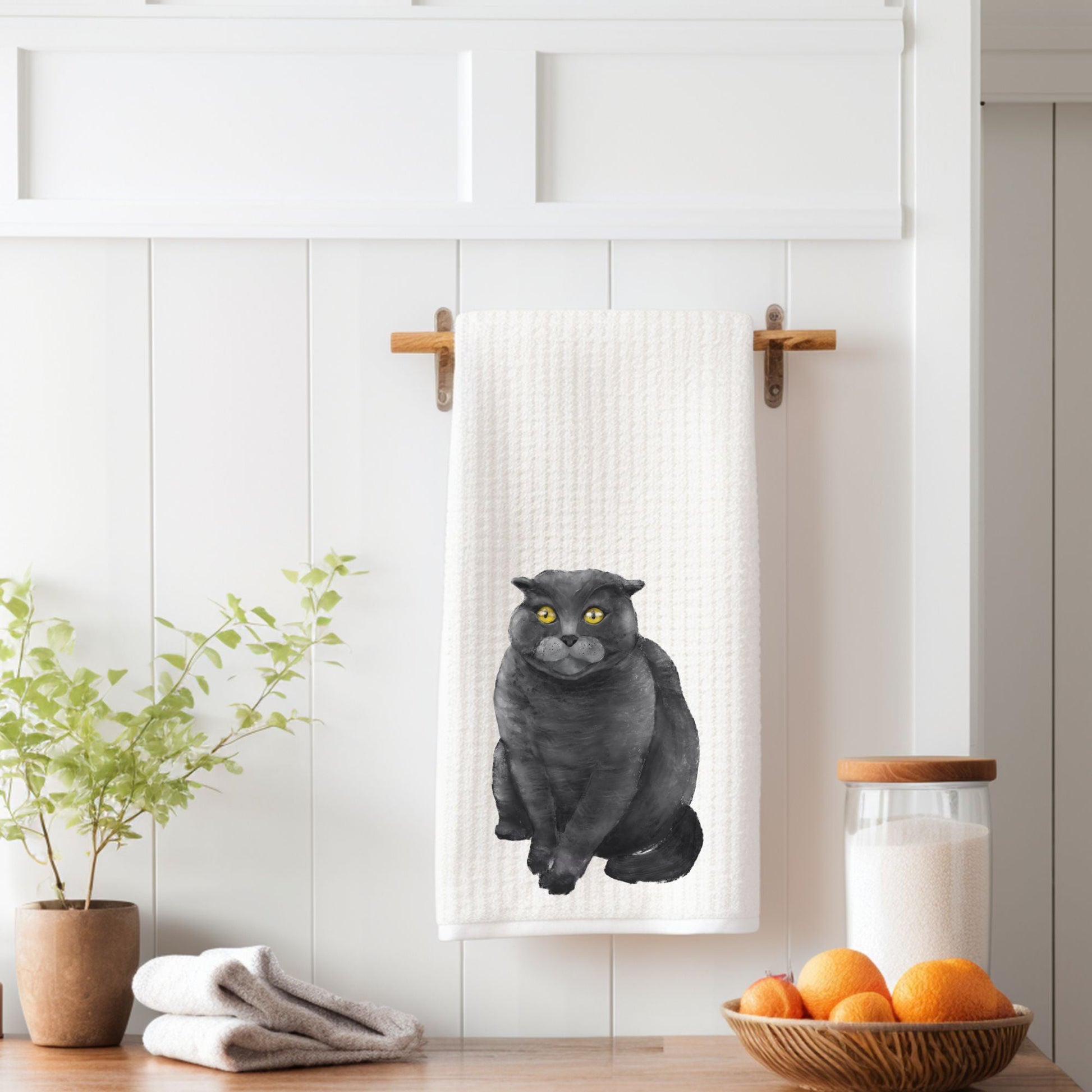 Scottish Fold Cat Kitchen Towel - MerikaArt