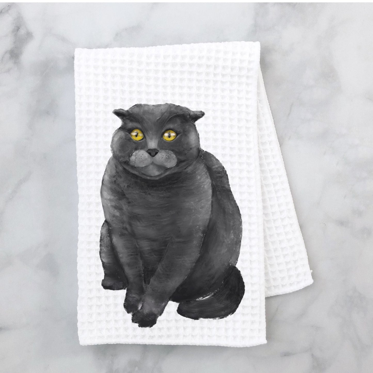Scottish Fold Cat Kitchen Towel - MerikaArt