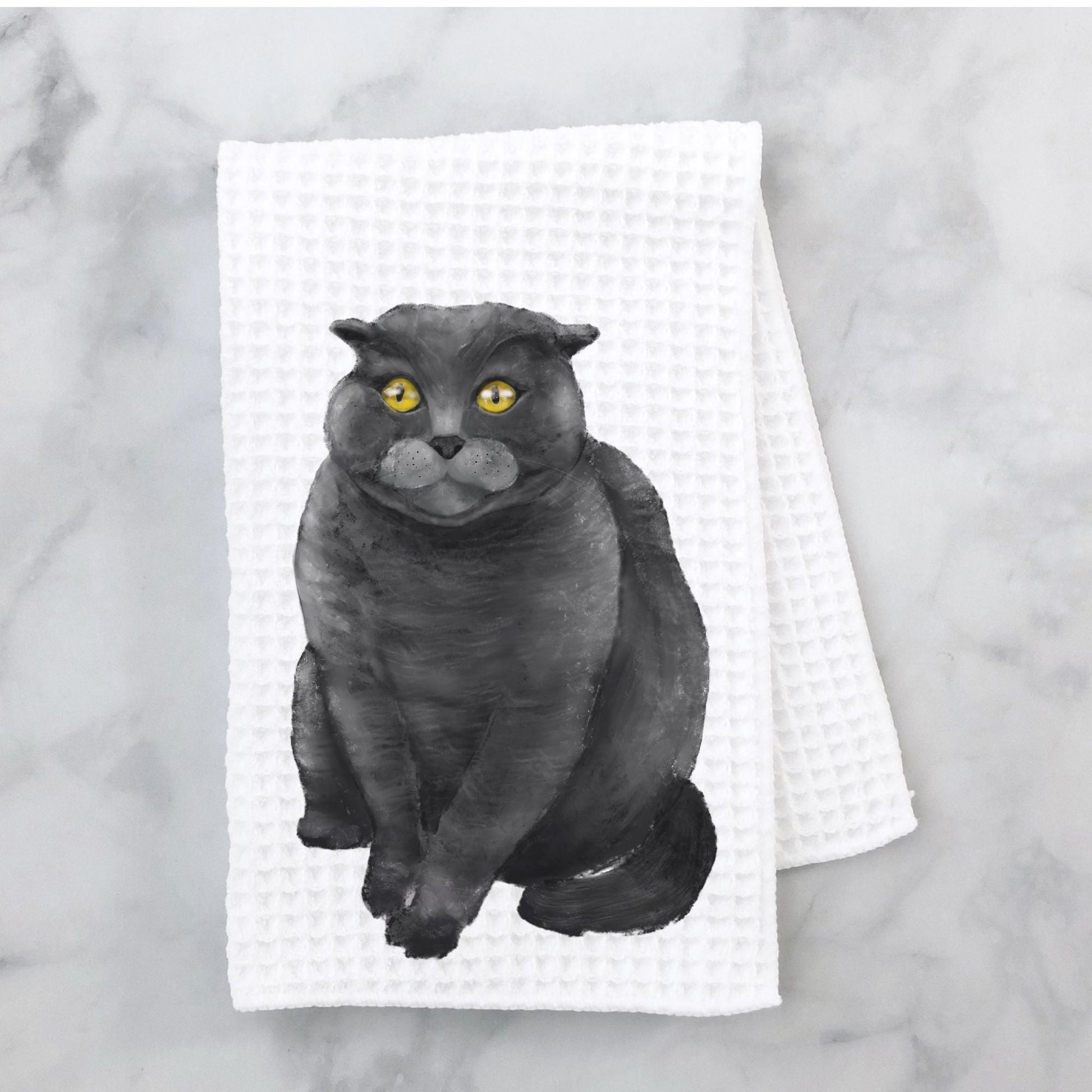 Scottish Fold Cat Kitchen Towel - MerikaArt
