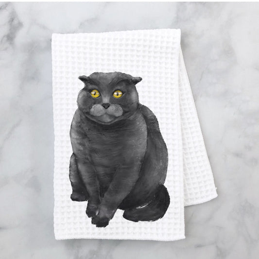 Scottish Fold Cat Kitchen Towel - MerikaArt