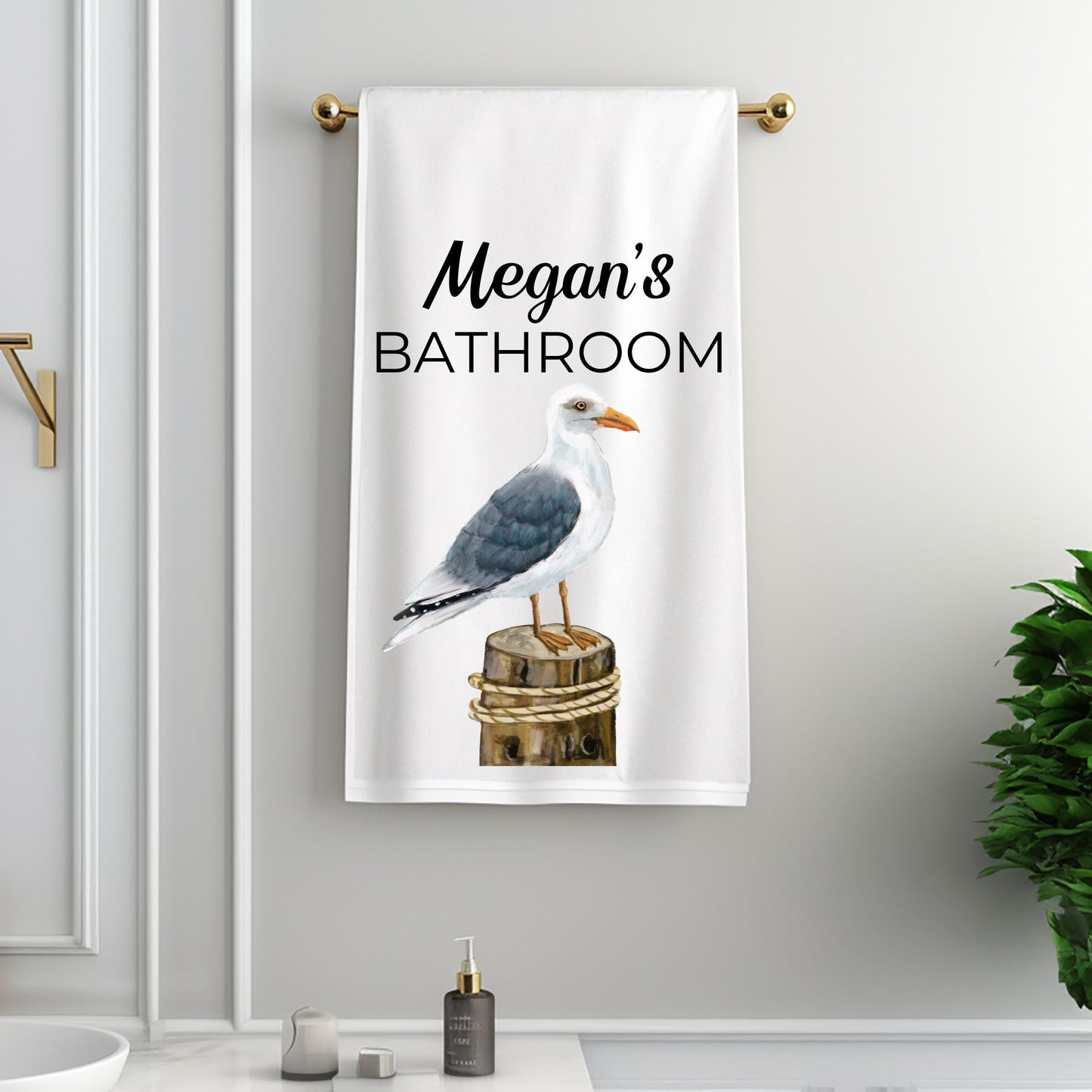 Seagull Bird Bathroom Towel - MerikaArt