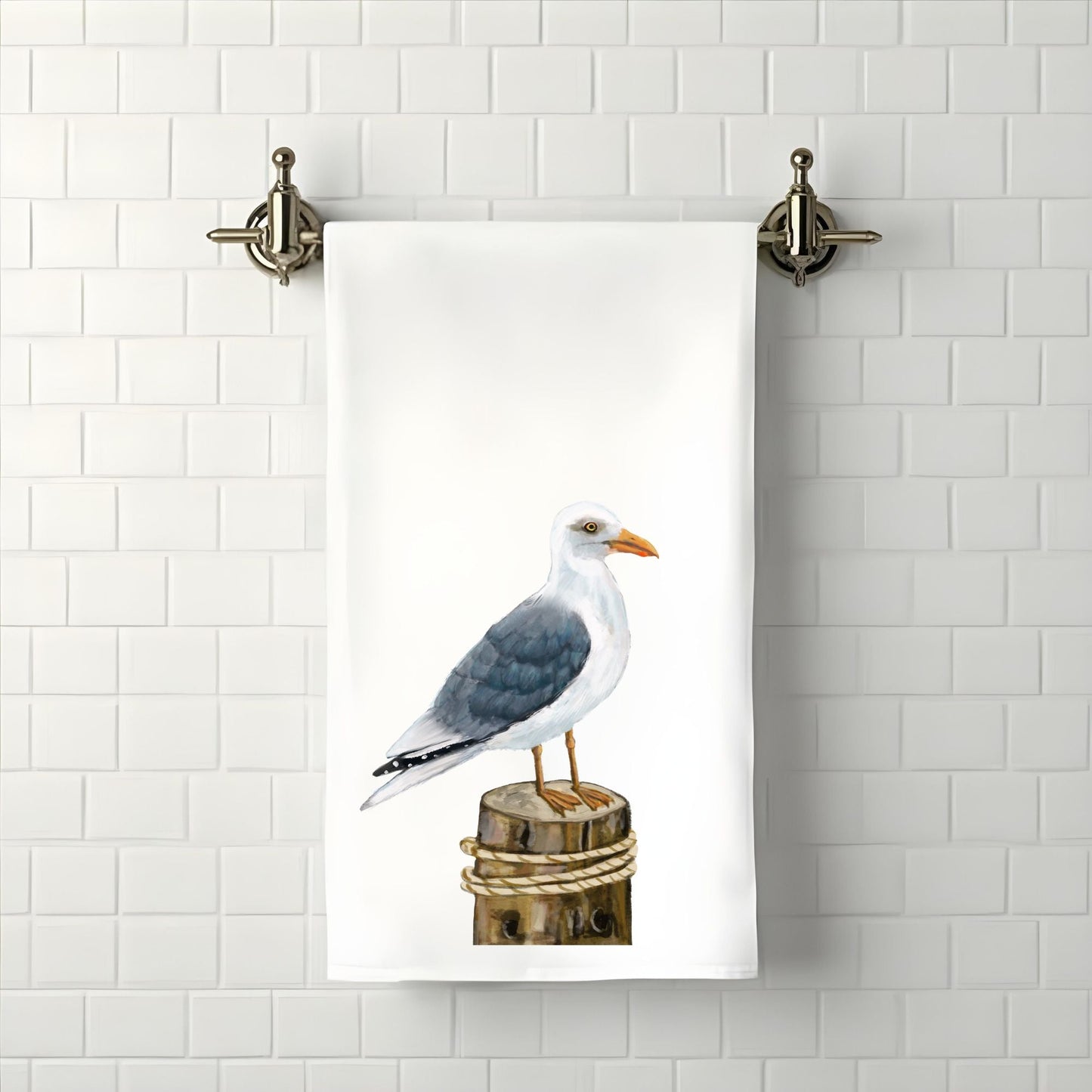 Seagull Bird Bathroom Towel - MerikaArt