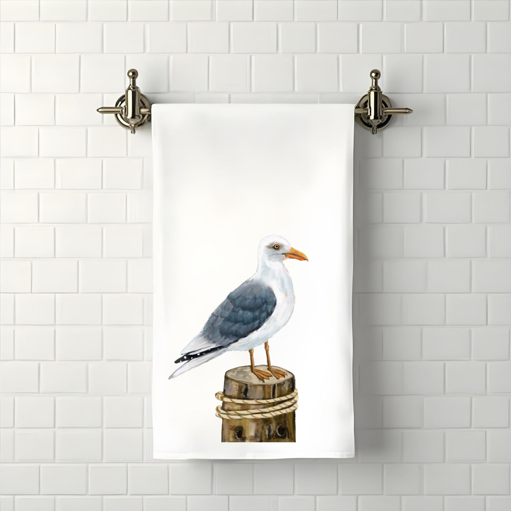 Seagull Bird Bathroom Towel - MerikaArt
