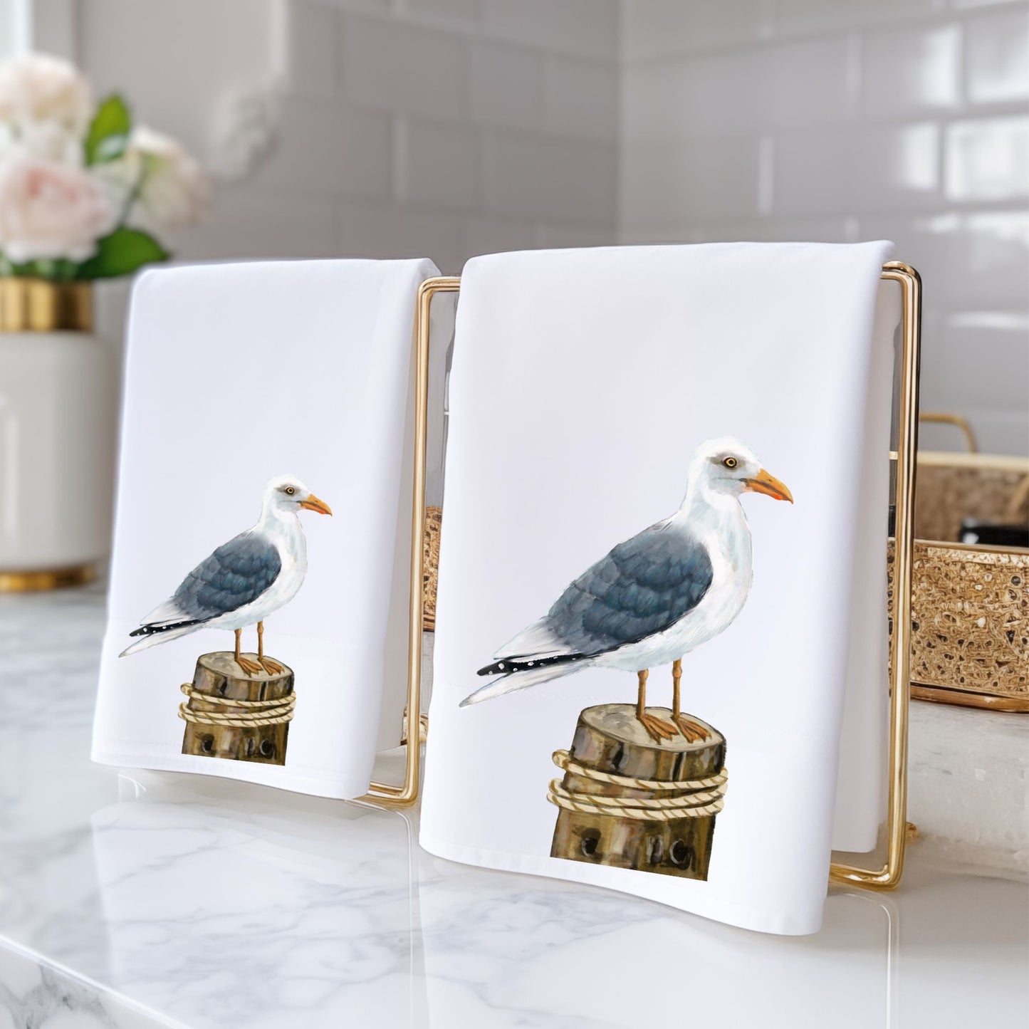Seagull Bird Bathroom Towel - MerikaArt