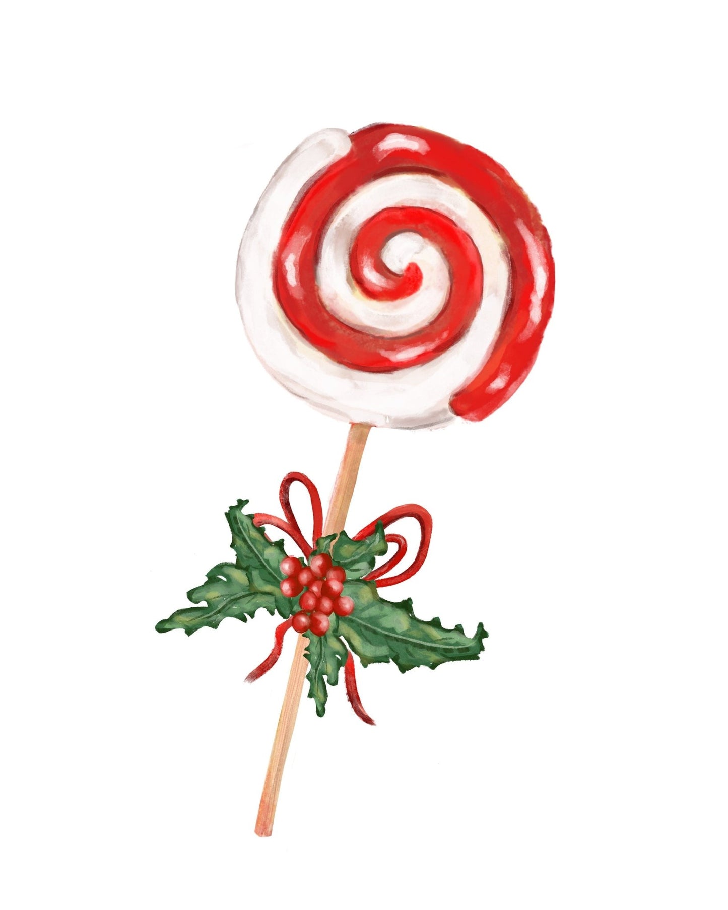 Set of 2 Christmas Prints, Winter Christmas Art, Merry Christmas Wreath and Peppermint Swirl Candy Artwork, New Years Home Decoration - MerikaArt