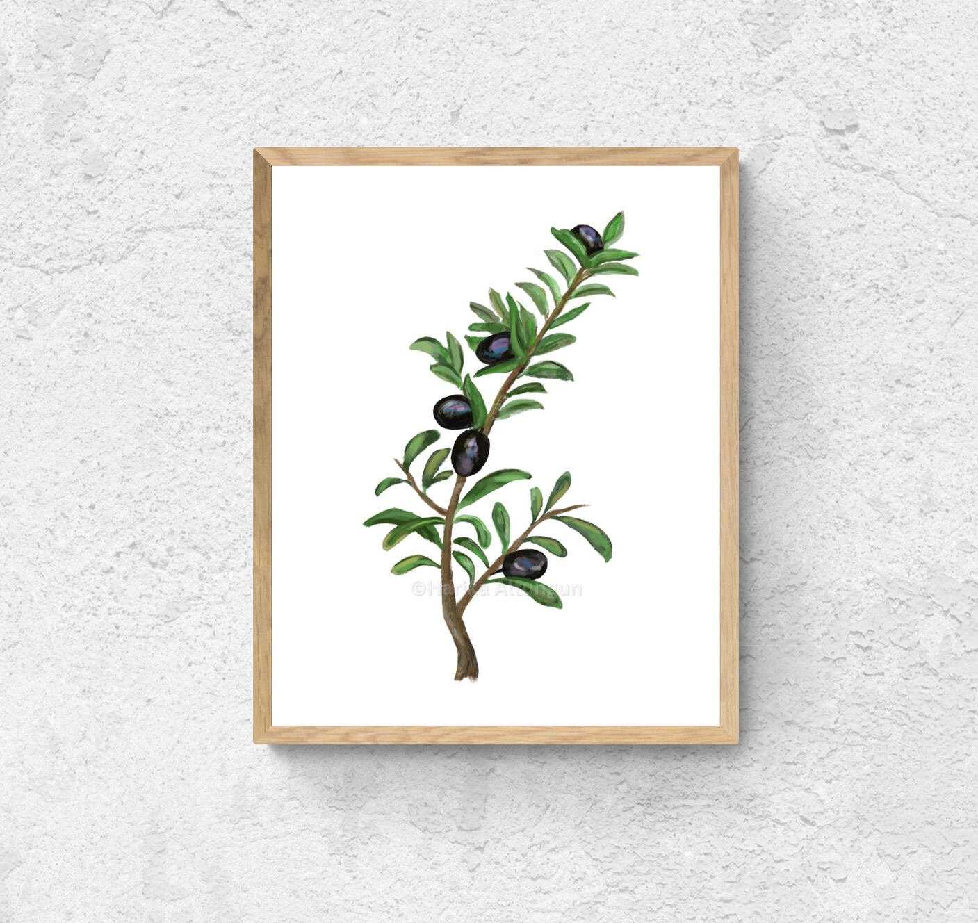 Set of 2 Olive Branch and Tree Art Prints, Still Life Wall Art, Dining Room Decor, Botanical Painting, Plant Illustration, Farmhouse Decor - MerikaArt