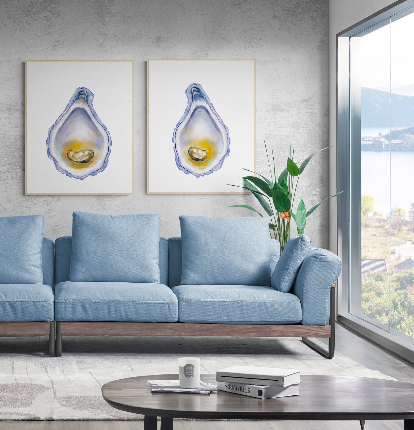 Set of 2 Oyster Art Print - MerikaArt