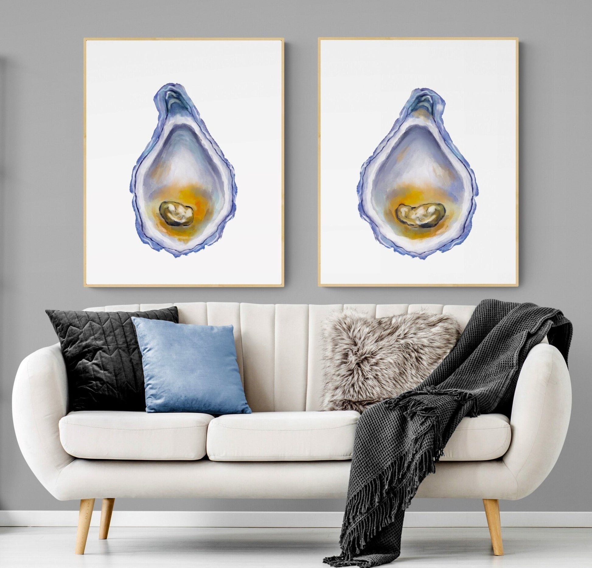 Set of 2 Oyster Art Print - MerikaArt