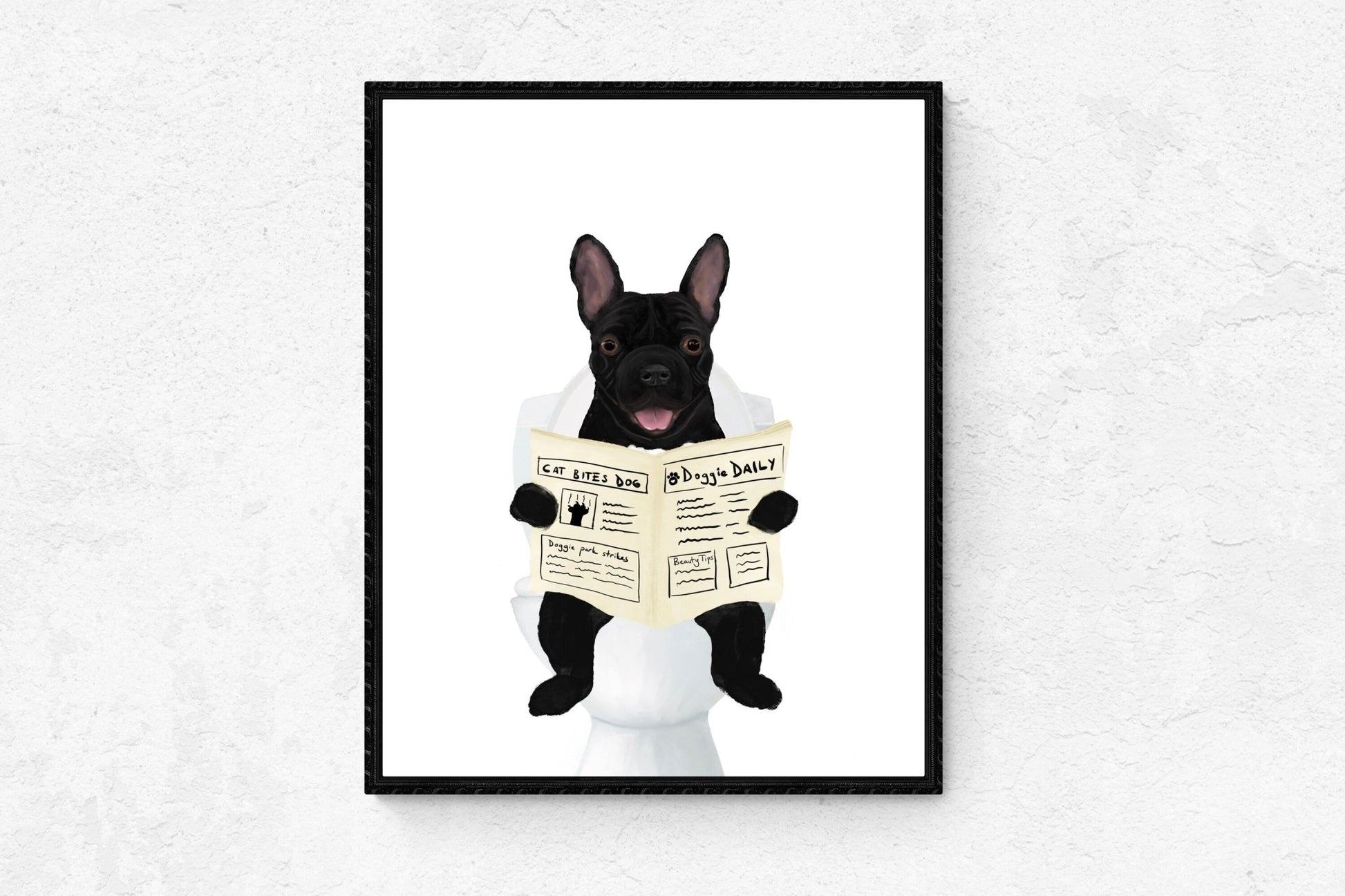 Set of 3 French Bulldog In Bathroom - MerikaArt
