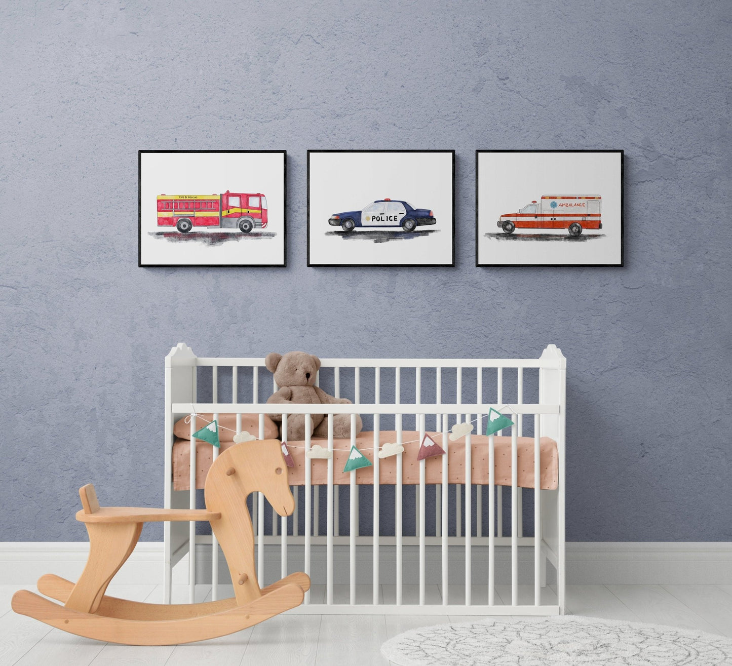 Set of 3 Original Emergency Vehicle Prints - MerikaArt