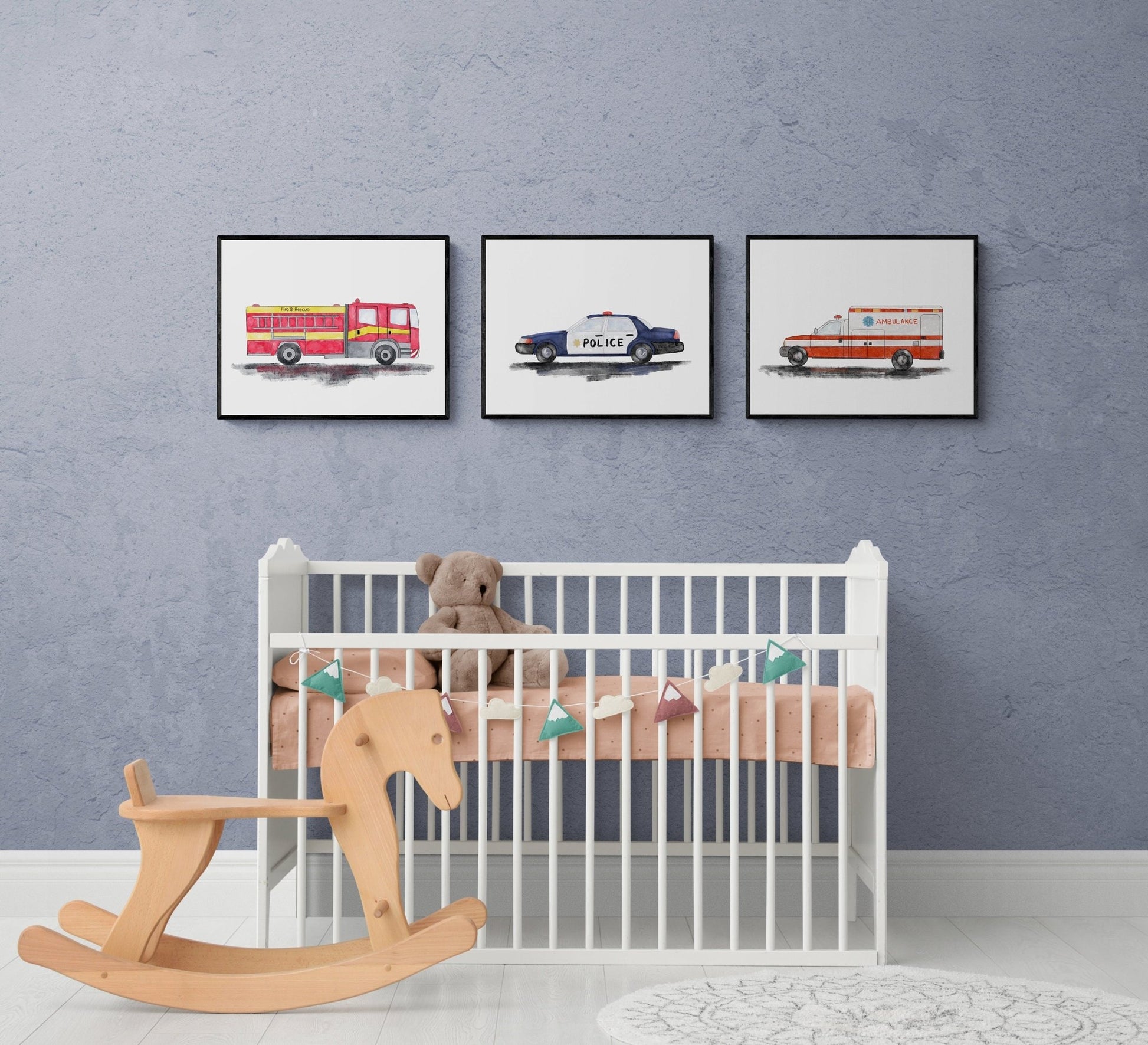 Set of 3 Original Emergency Vehicle Prints - MerikaArt