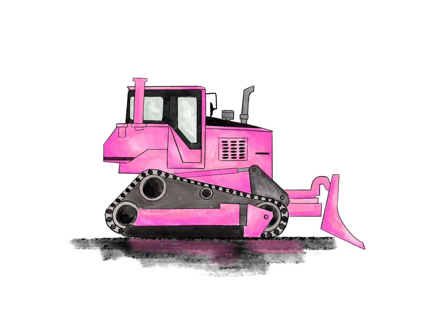 Set of 3 Original Pink Construction Vehicle Prints - MerikaArt
