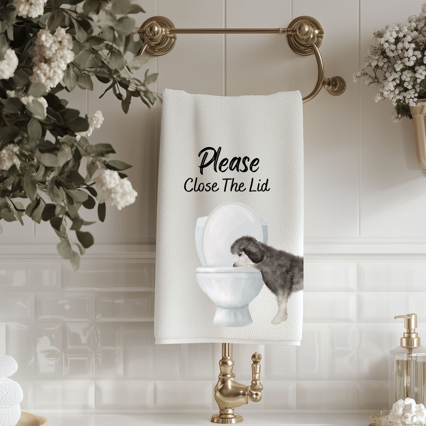 Sheepadoodle Bathroom Towel - MerikaArt