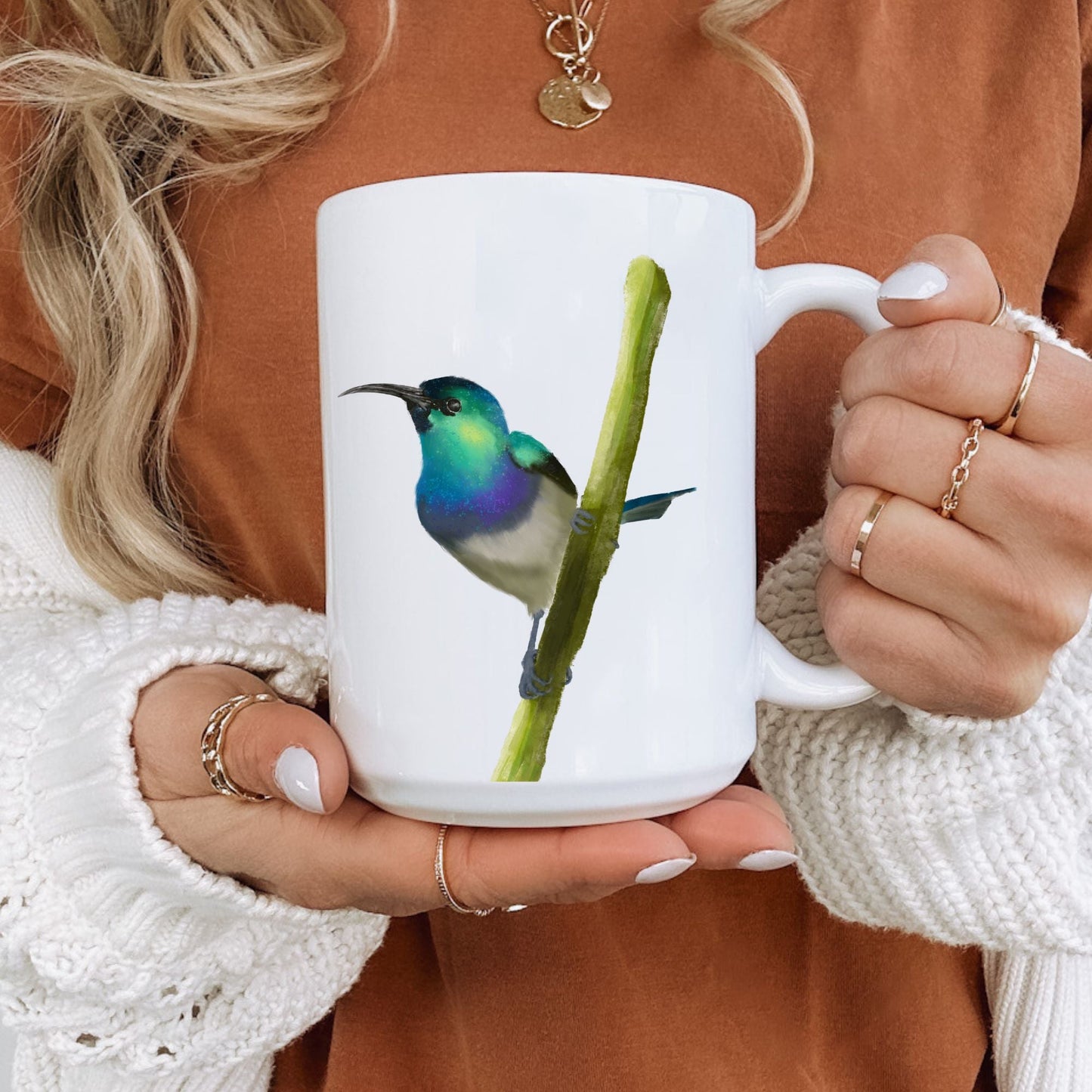 Shining Sunbird Ceramic Coffee Mug - MerikaArt
