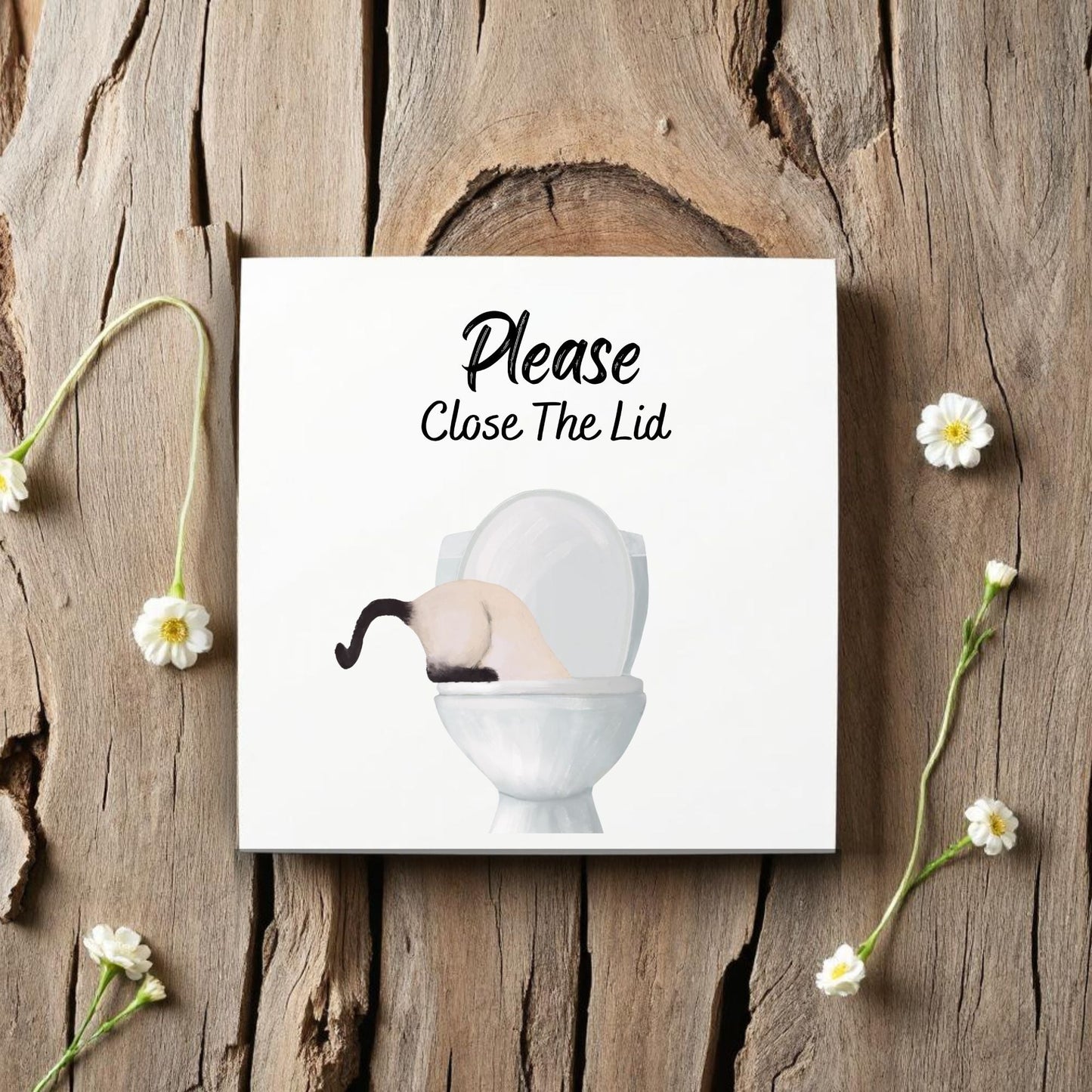 Siamese Cat Bathroom Sign Ceramic Tile - MerikaArt