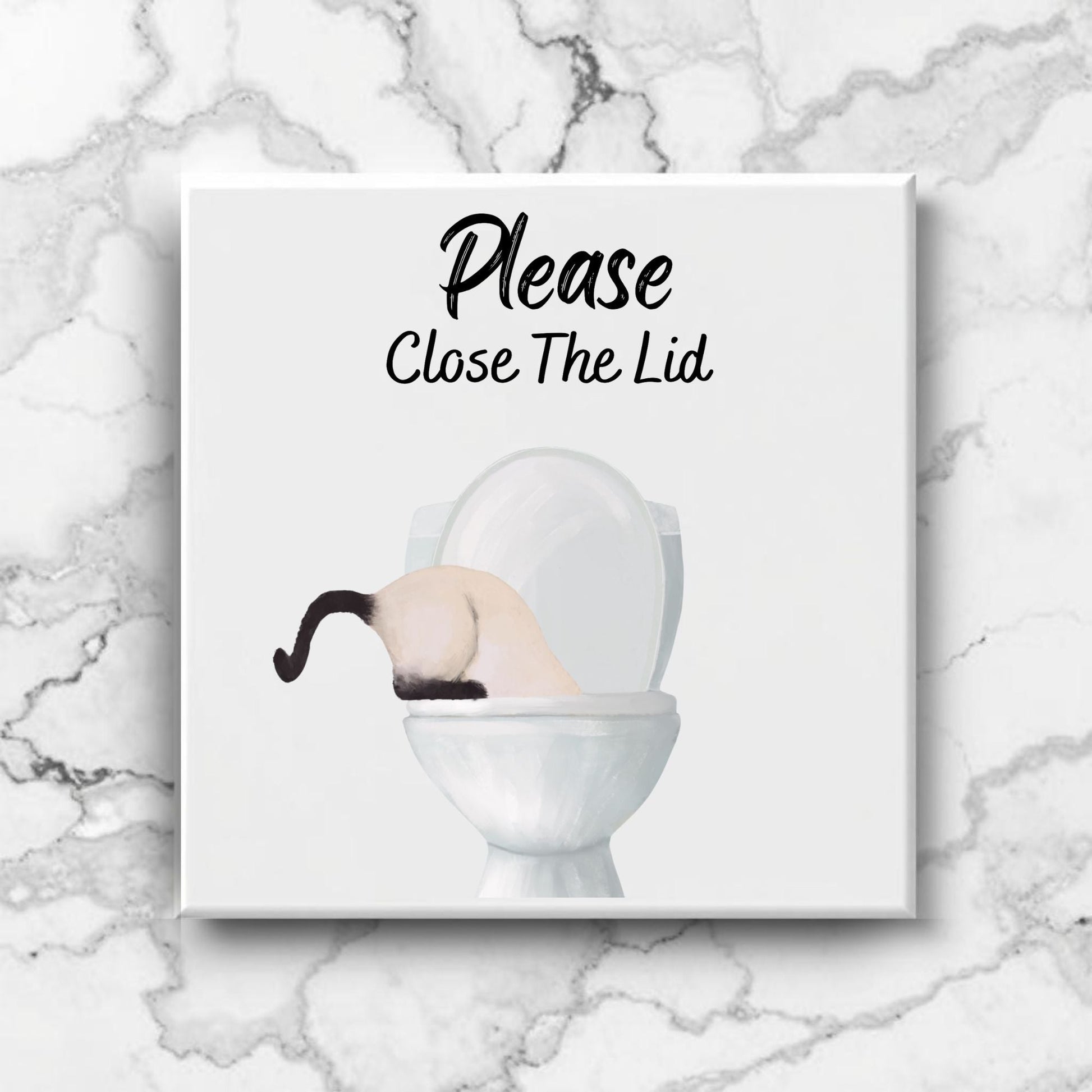 Siamese Cat Bathroom Sign Ceramic Tile - MerikaArt