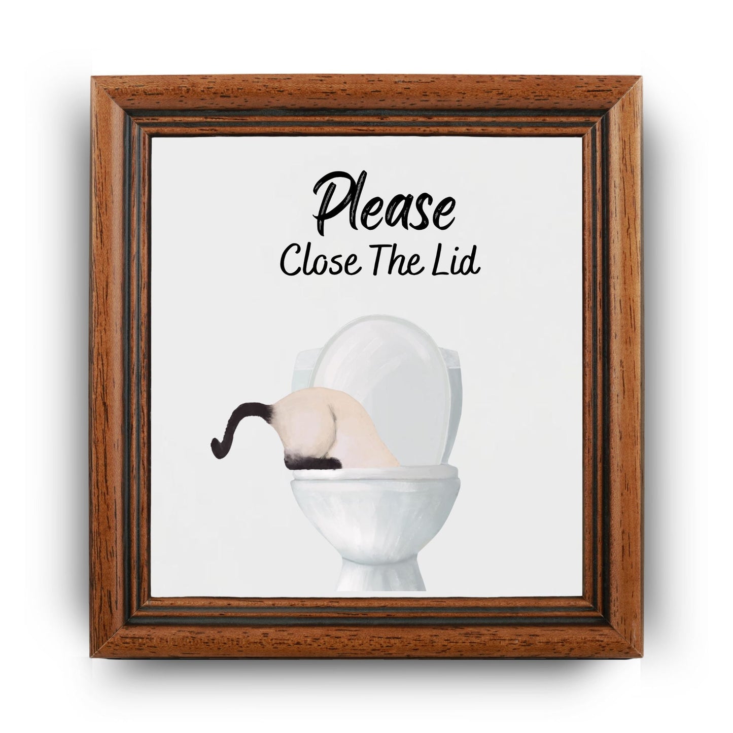 Siamese Cat Bathroom Sign Ceramic Tile - MerikaArt