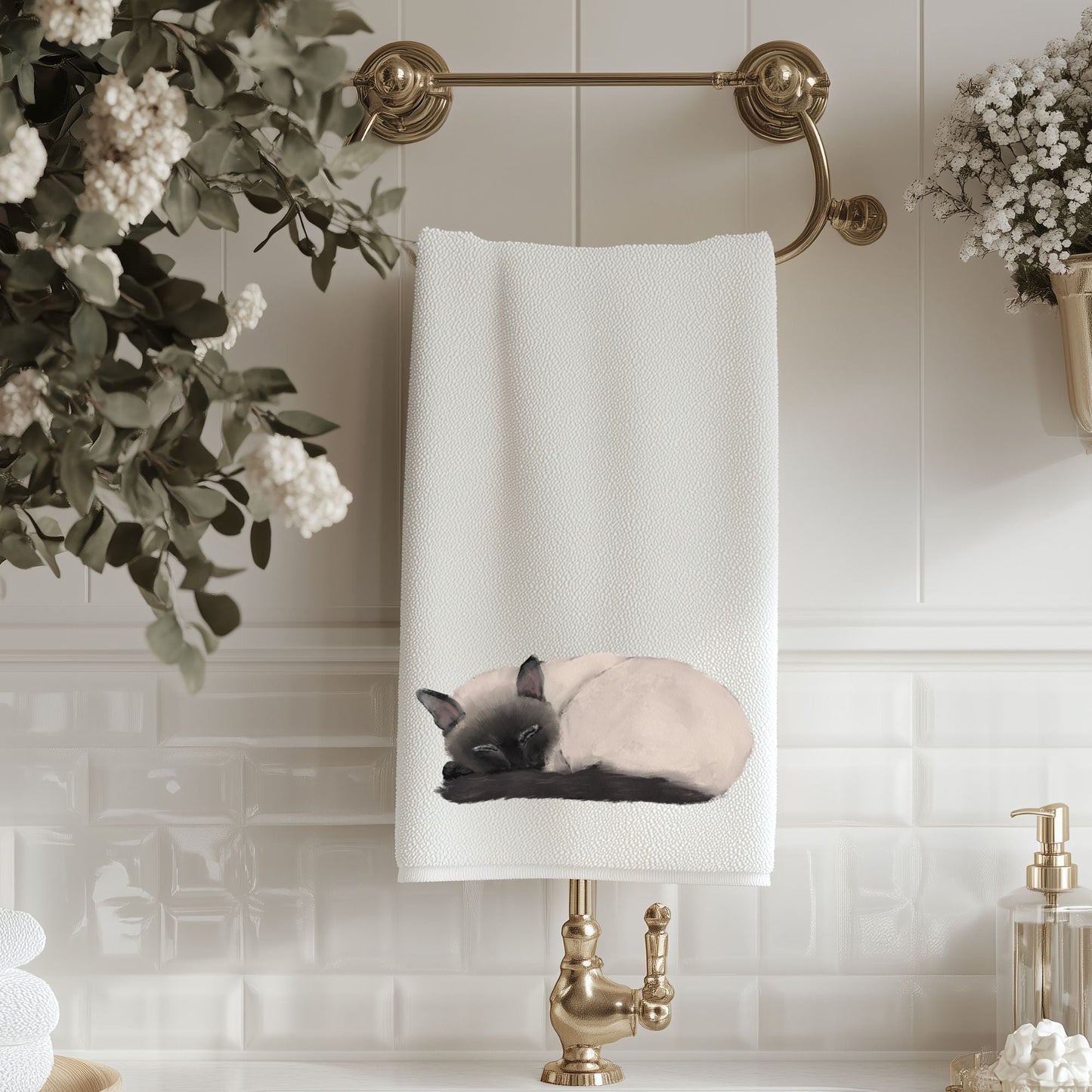 Siamese Cat Bathroom Towel - MerikaArt