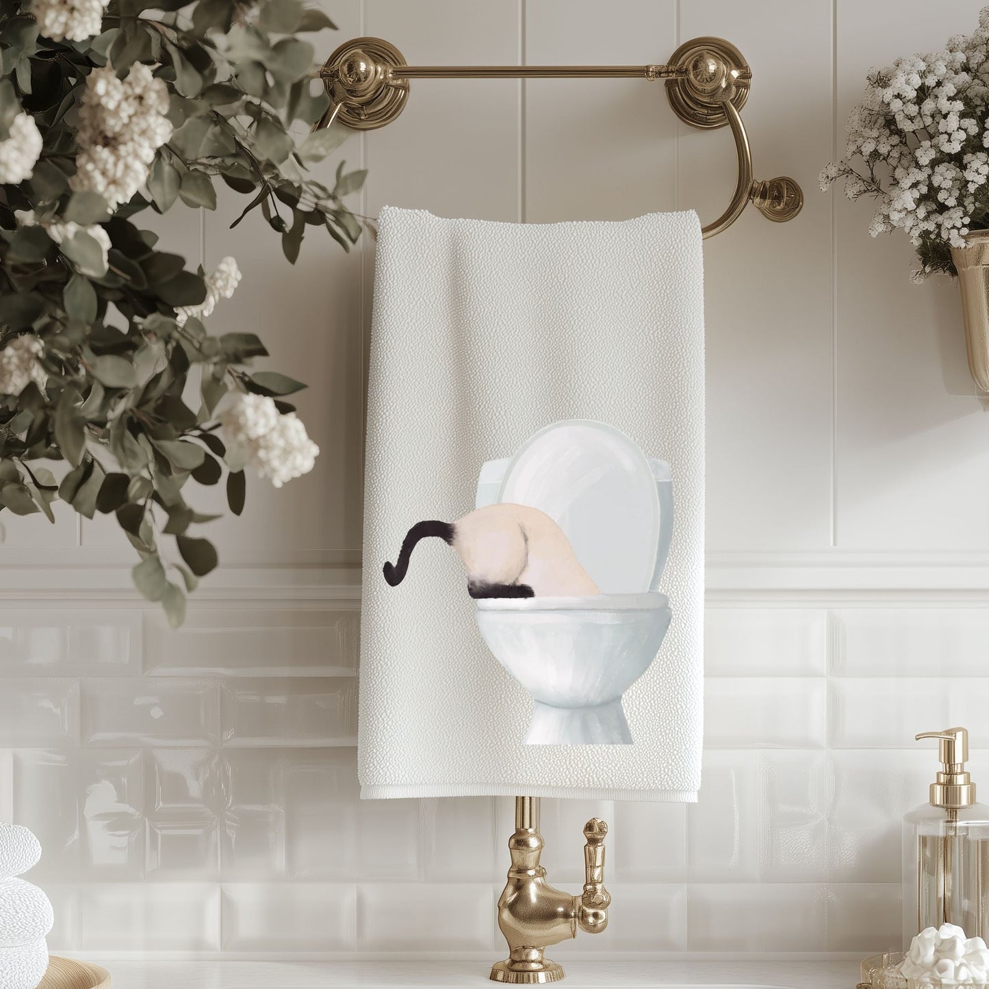 Siamese Cat Bathroom Towel - MerikaArt