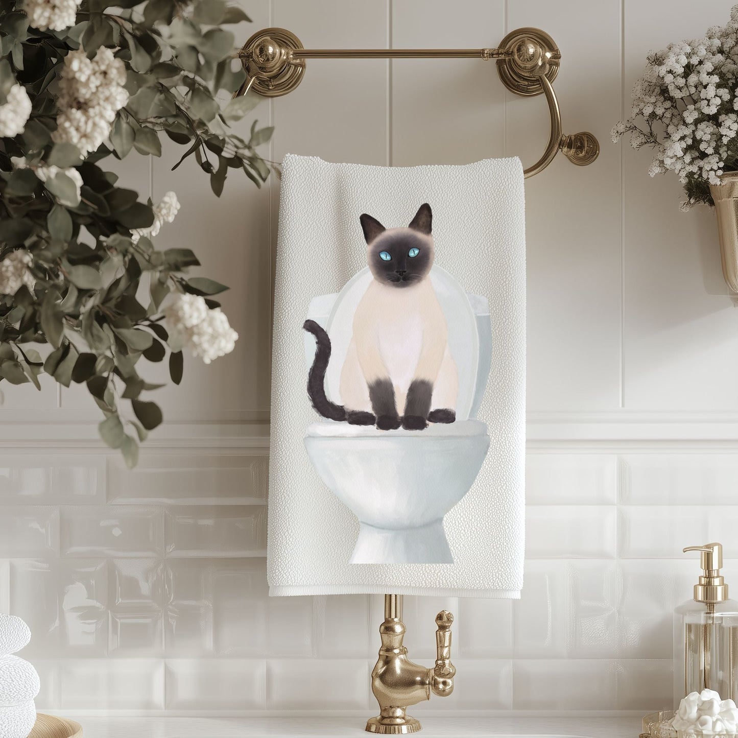 Siamese Cat Bathroom Towel - MerikaArt