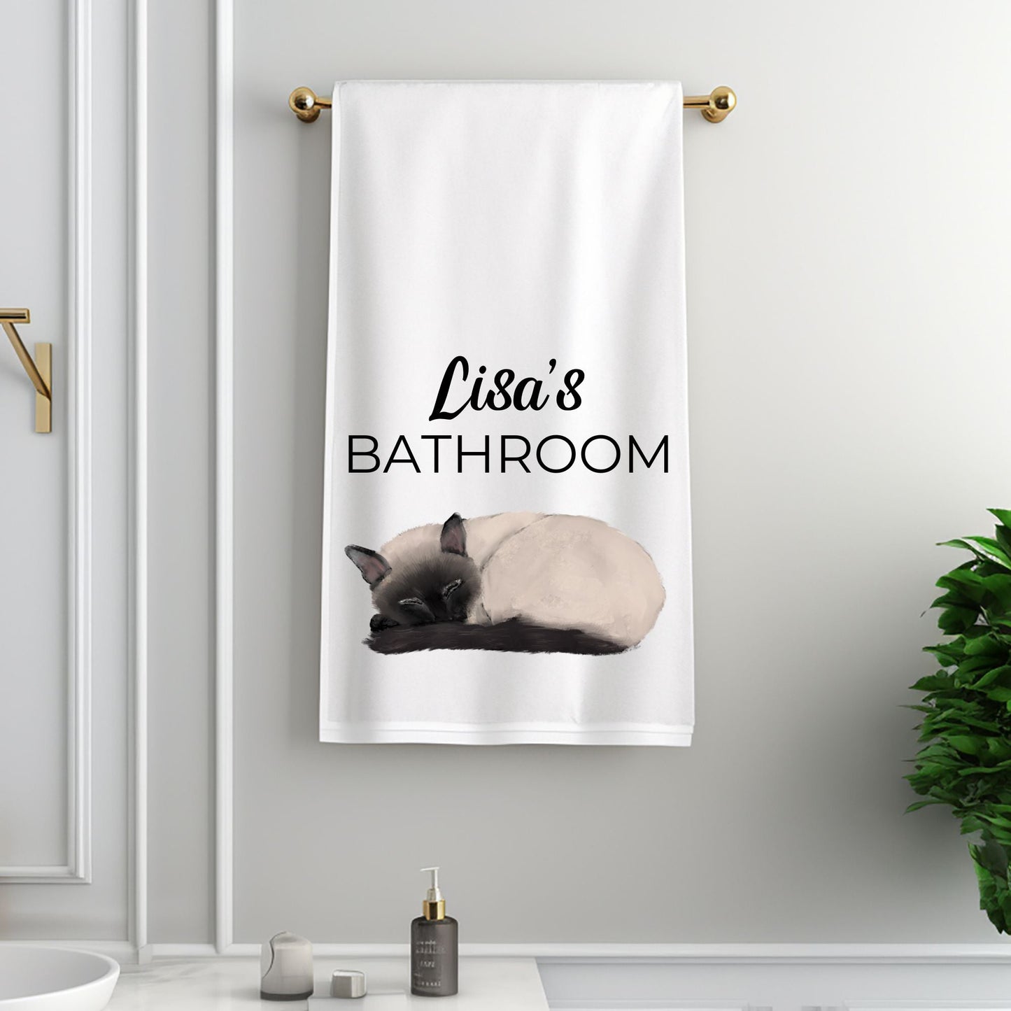 Siamese Cat Bathroom Towel - MerikaArt