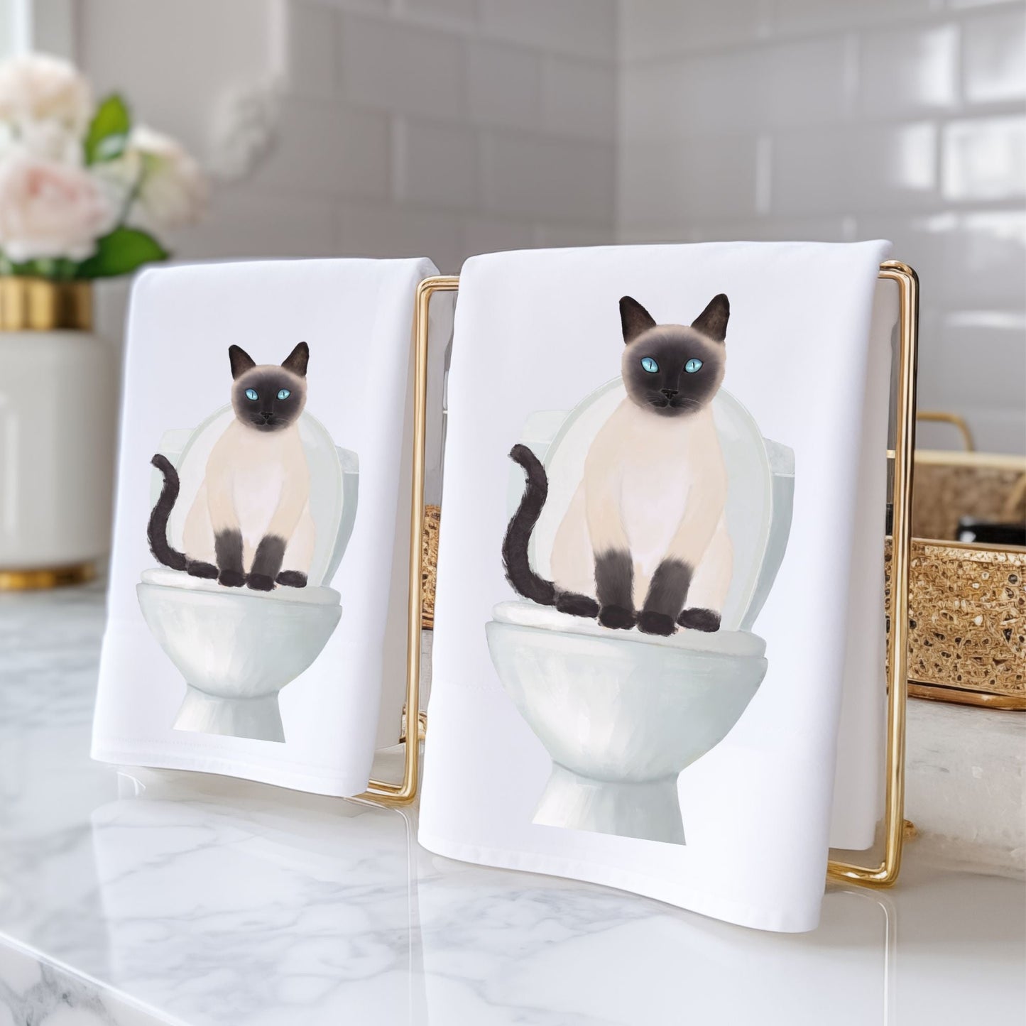 Siamese Cat Bathroom Towel - MerikaArt