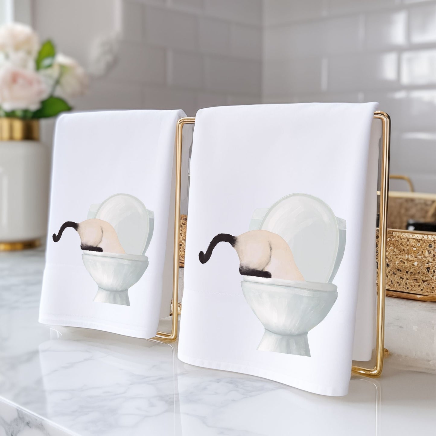 Siamese Cat Bathroom Towel - MerikaArt