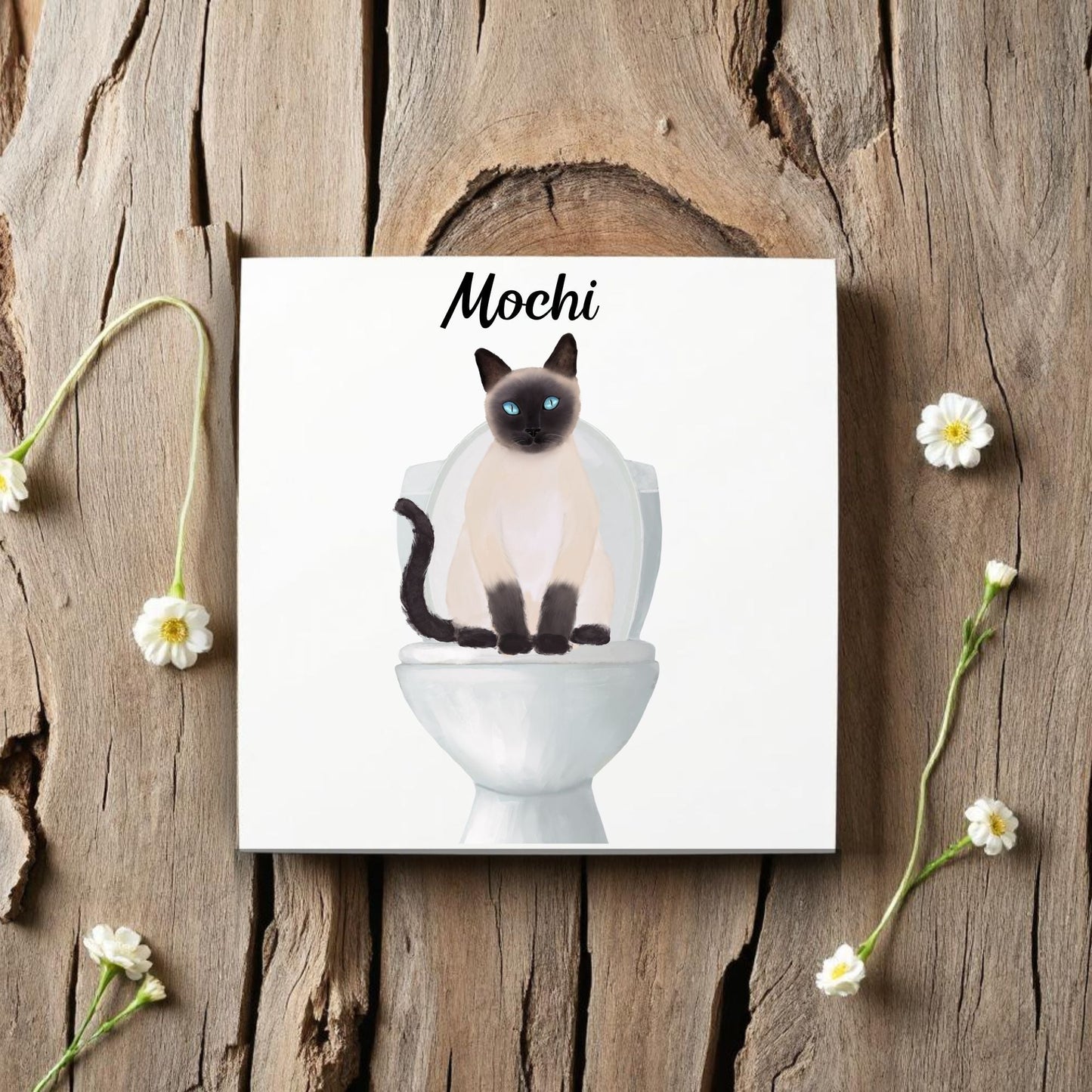 Siamese Cat Ceramic Tile – Handcrafted Whimsical Decor - MerikaArt